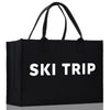 Ski Trip Cotton Canvas Chic Beach Tote Bag Multipurpose Tote Weekender Tote Gift for Her Outdoor Tote Vacation Tote Large Beach Bag