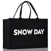 Snow Day Cotton Canvas Chic Beach Tote Bag Multipurpose Tote Weekender Tote Gift for Her Outdoor Tote Vacation Tote Large Beach Bag