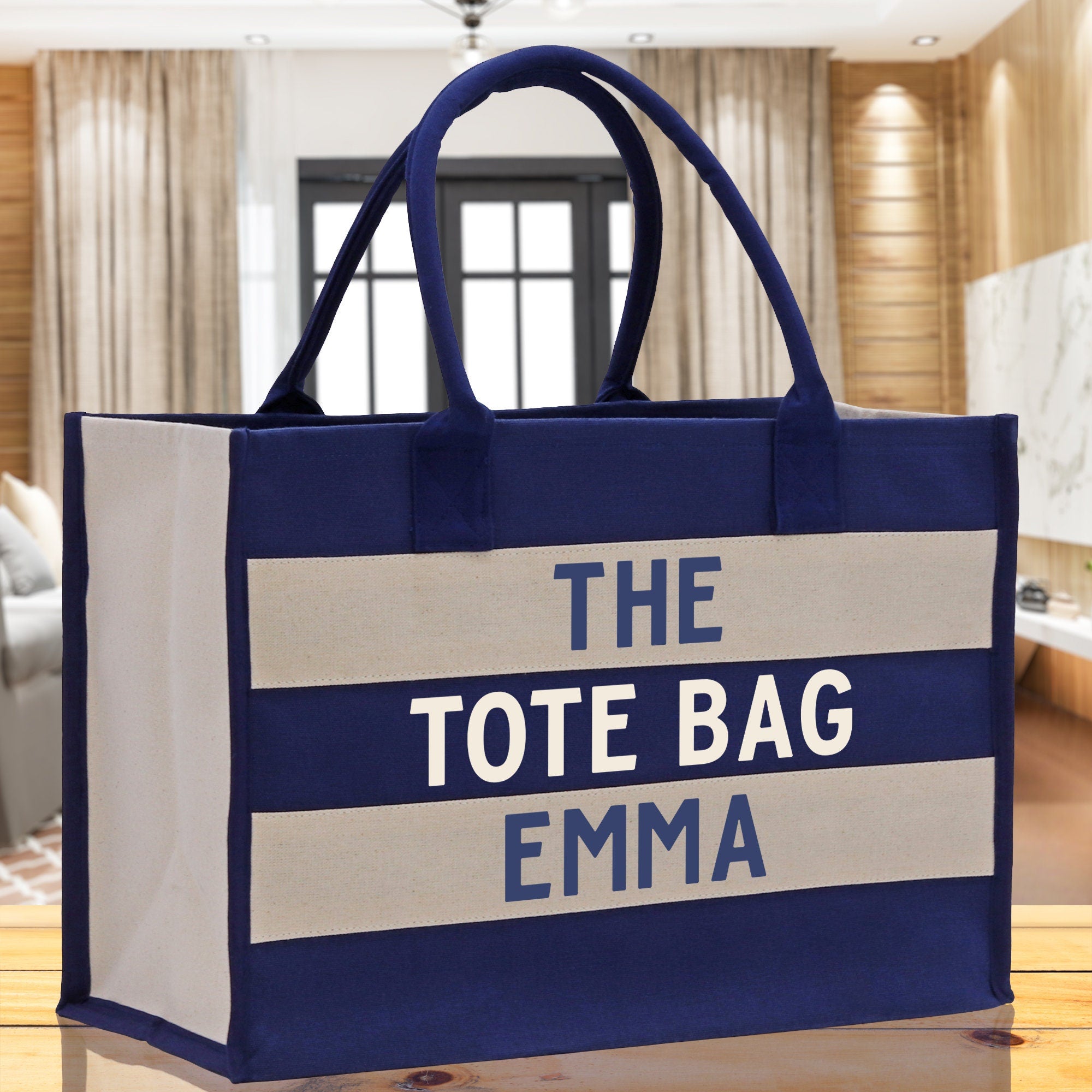 The Tote Bag Navy Name Personalized Gift Tote Bag Custom Gift Bag ST1002