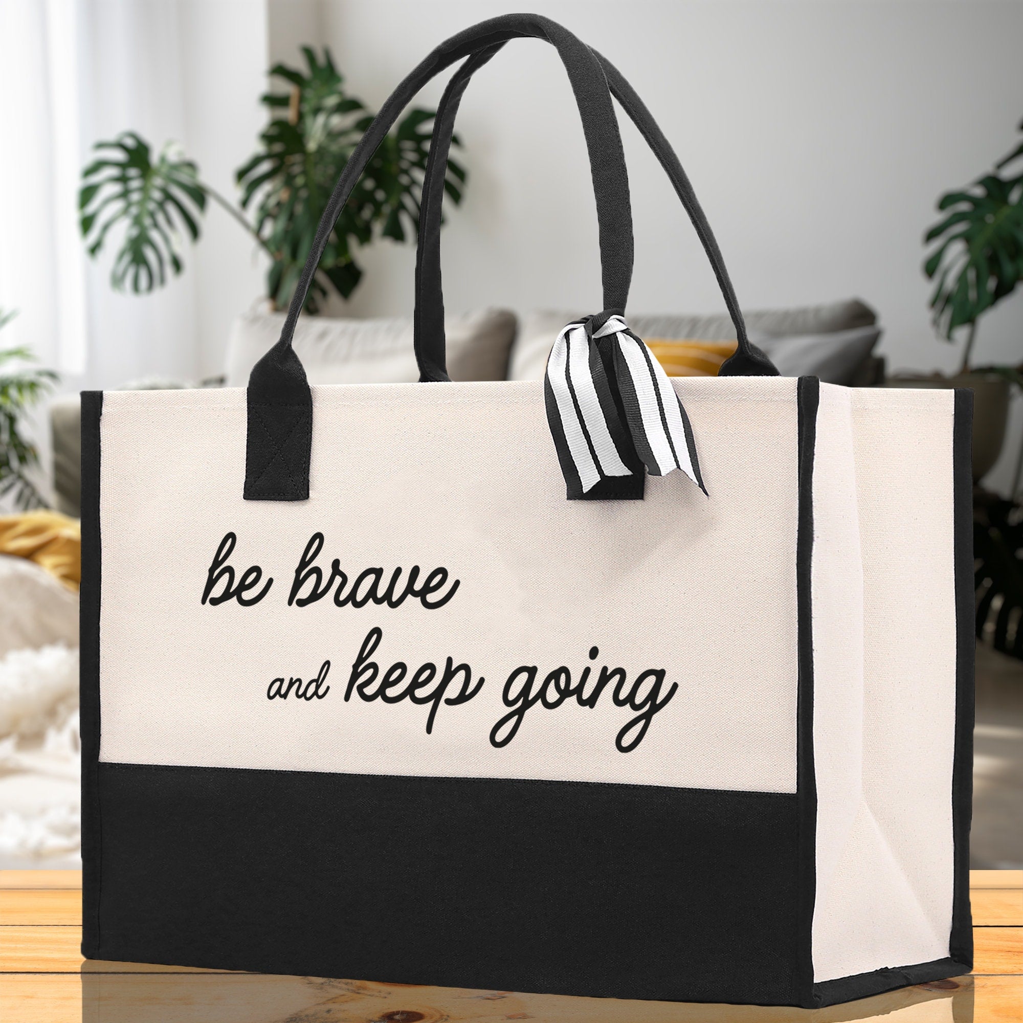 Be Brave And Keep Going Canvas Tote Bag Birthday Gift for Her Weekender Tote Bag Beach Tote Bag Large Beach Tote Bag