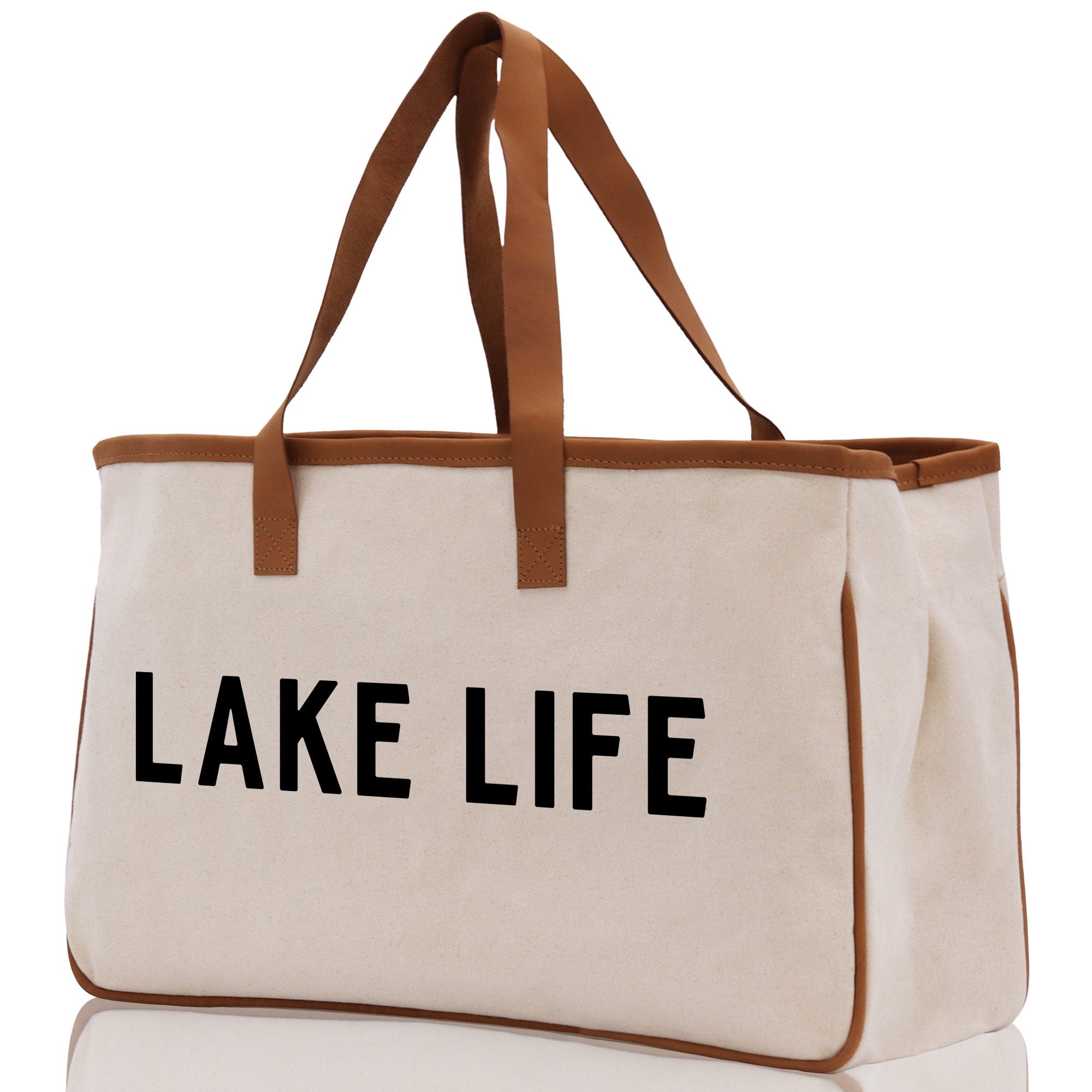 Lake Life Tote Bag - Large Chic Tote Bag - Gift for Her - Girls Weekend Tote - Weekender Bag - Weekend Tote - Boat Bag - Lake Life Gift