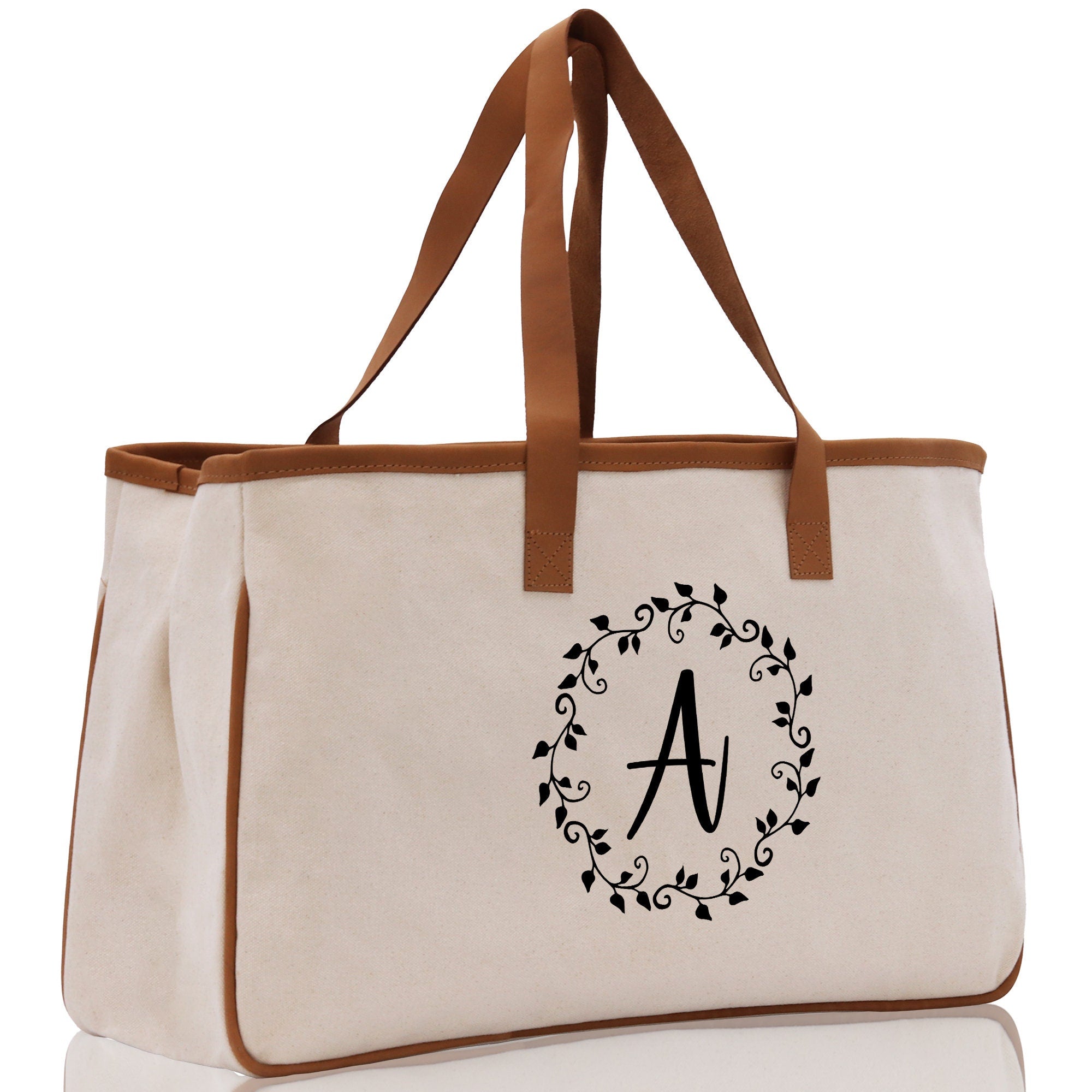 Monogram Beach Canvas Tote Bag Initial Tote Bag Letter Tote Bag Birthday Gift Personalized Tote Bag Personalized Beach Bag Monogrammed Bag