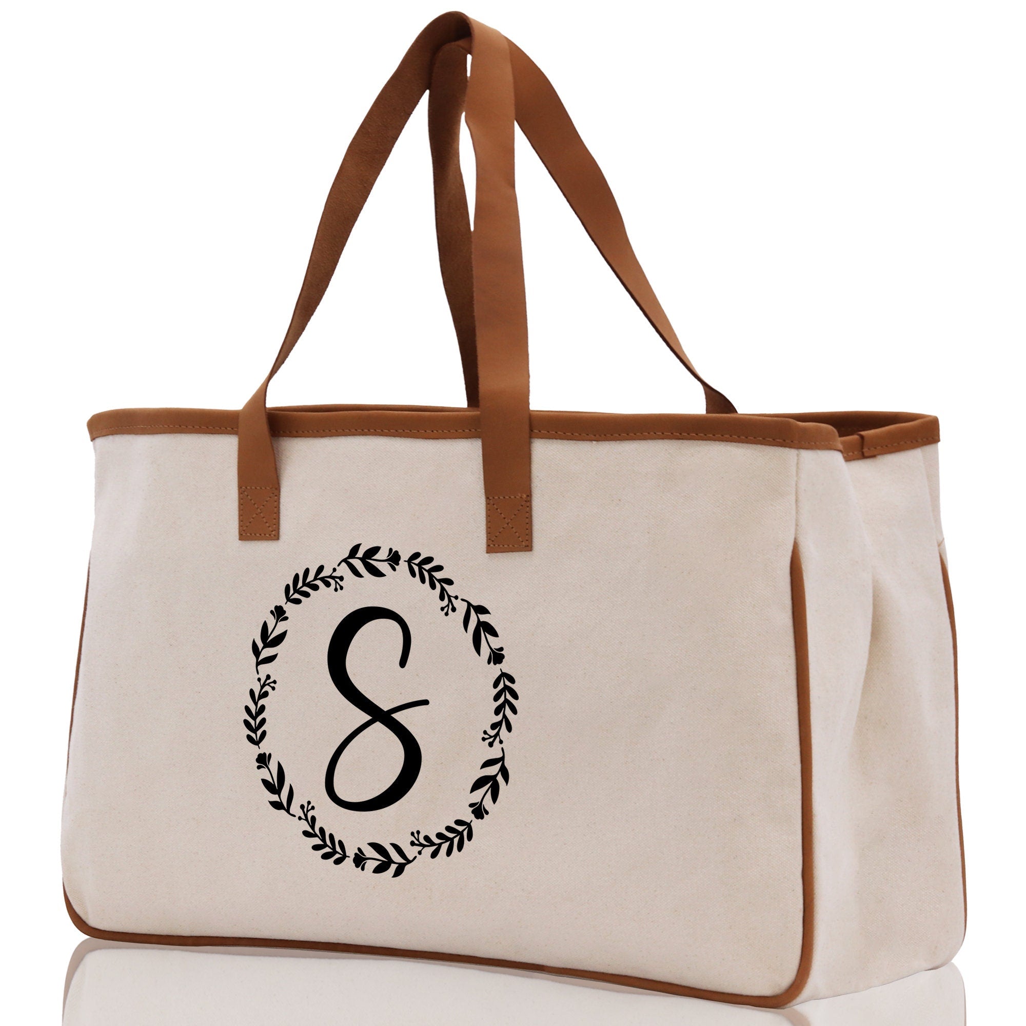 Monogram Beach Canvas Tote Bag Initial Tote Bag Letter Tote Bag Birthday Gift Personalized Tote Bag Personalized Beach Bag Monogrammed Bag