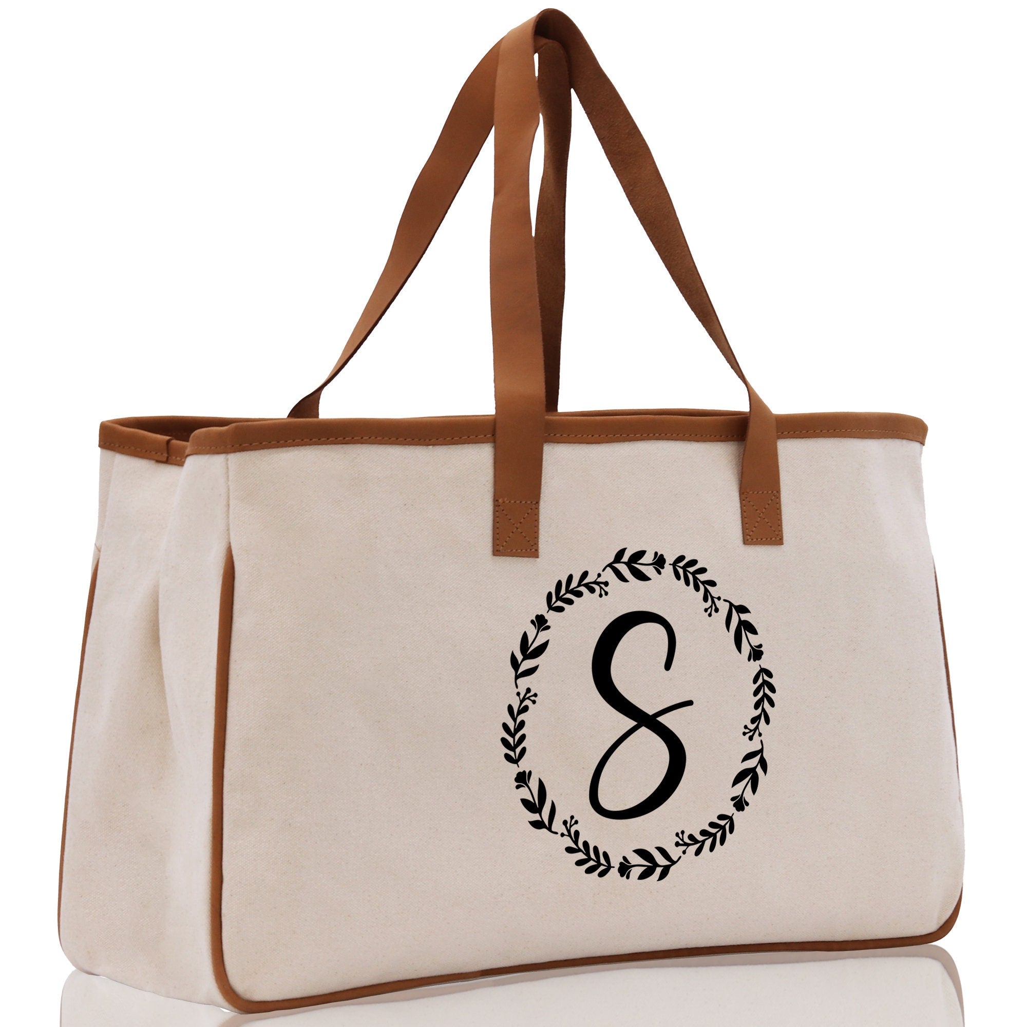 Monogram Beach Canvas Tote Bag Initial Tote Bag Letter Tote Bag Birthday Gift Personalized Tote Bag Personalized Beach Bag Monogrammed Bag