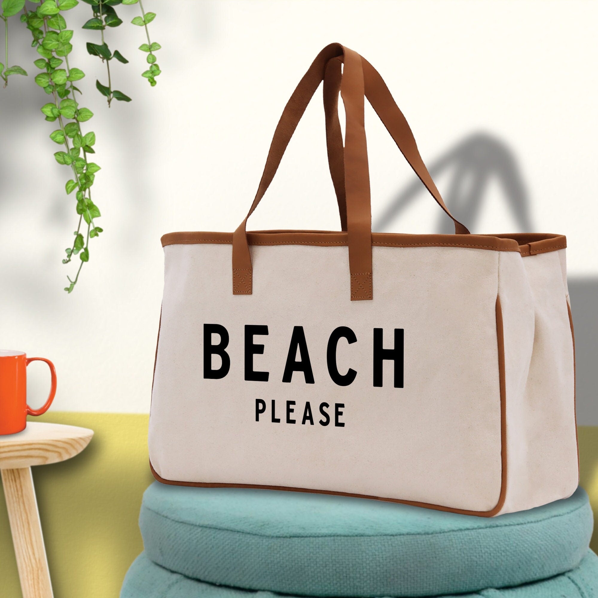 Beach Please Tote Bag - Large Chic Tote Bag - Gift for Her - Girls Weekend Tote - Weekender Bag - Weekend Tote - Beach Tote Bag