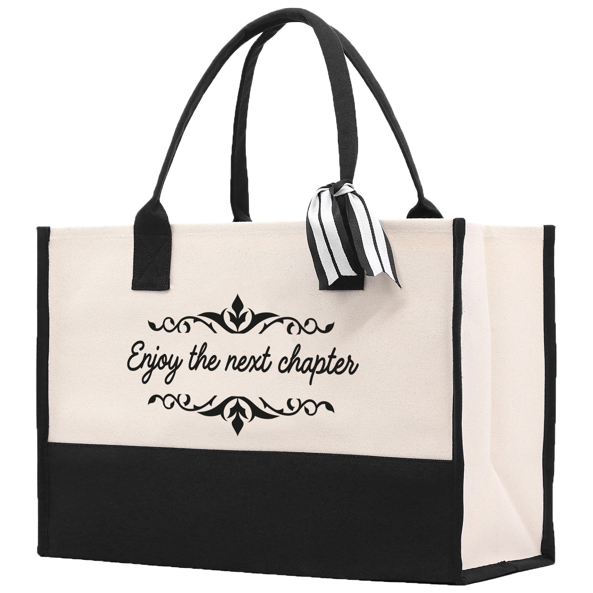 Enjoy The Next Chapter Canvas Tote Bag Birthday Gift for Her Weekender Tote Bag Beach Tote Bag Large Beach Tote Bag