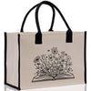 Floral Book Tote Bag Graduation Gift Library Tote School Bag Book worm Bookish Tote Wildflower Book Lover Gift Reader Bloom Canvas Tote