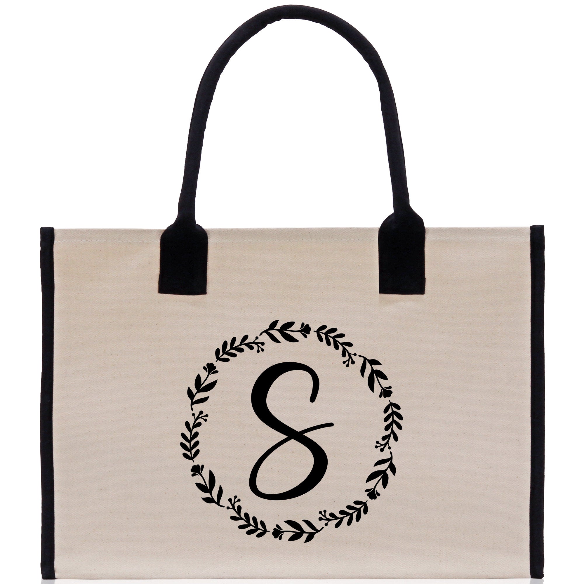Monogram Beach Canvas Tote Bag Initial Tote Bag Letter Tote Bag Birthday Gift Personalized Tote Bag Personalized Beach Bag Monogrammed Bag