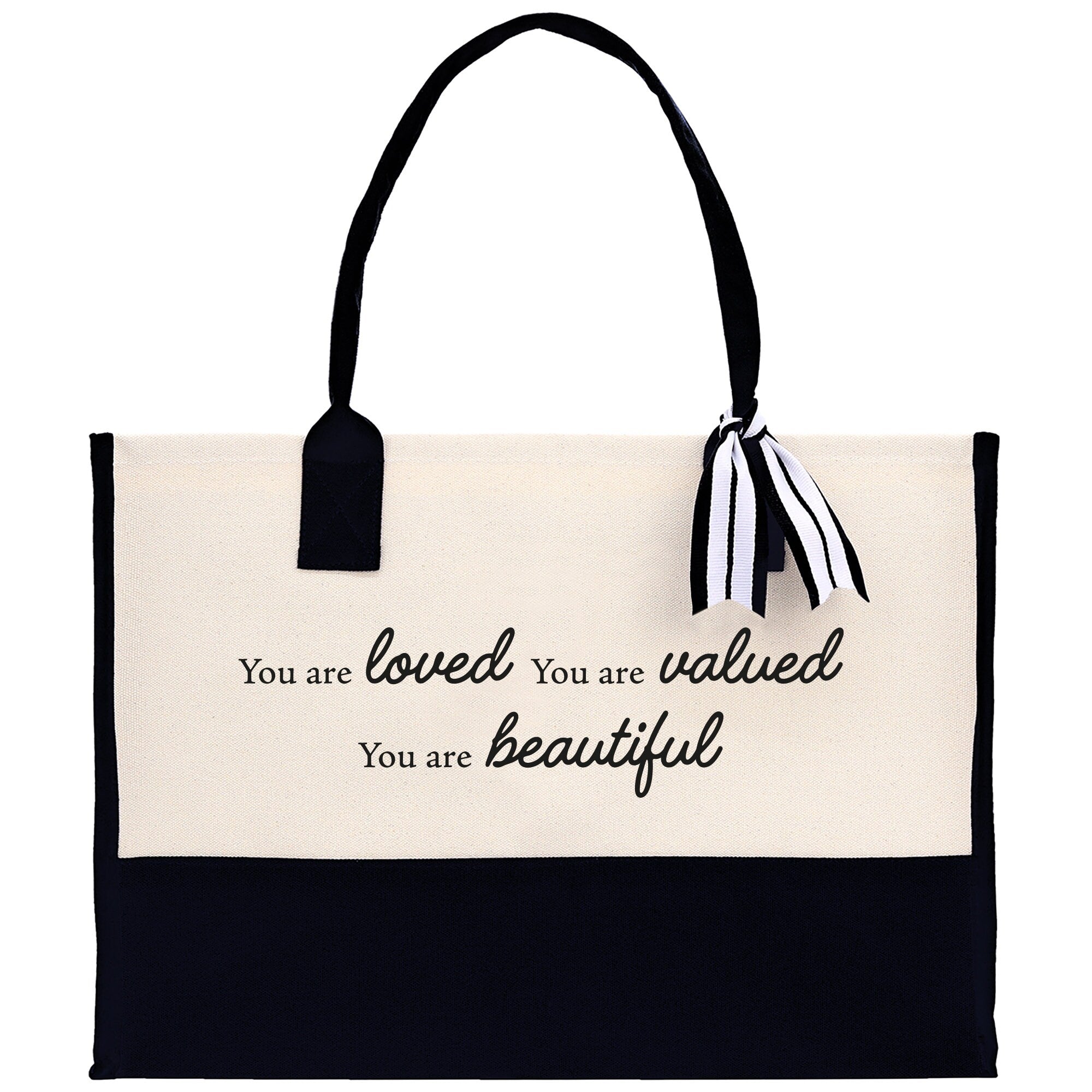 You Are Loved You Are Valued You Are Beautiful Canvas Tote Bag Birthday Gift for Her Weekender Tote Bag Beach Tote Bag Large Beach Tote Bag