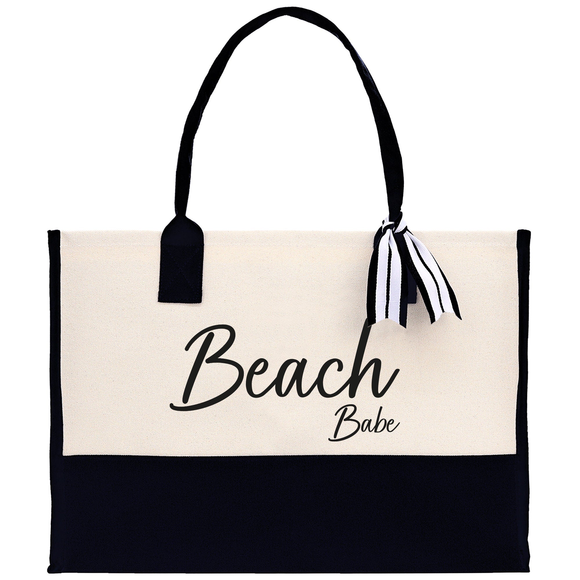 Beach Babe Canvas Tote Bag Birthday Gift for Her Weekender Tote Bag Beach Tote Bag Large Beach Tote Bag