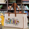 Floral Book Tote Bag Graduation Gift Library Tote School Bag Book worm Bookish Tote Wildflower Book Lover Gift Reader Bloom Canvas Tote