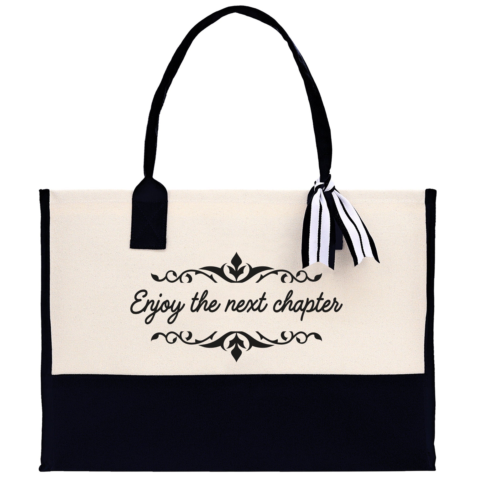 Enjoy The Next Chapter Canvas Tote Bag Birthday Gift for Her Weekender Tote Bag Beach Tote Bag Large Beach Tote Bag