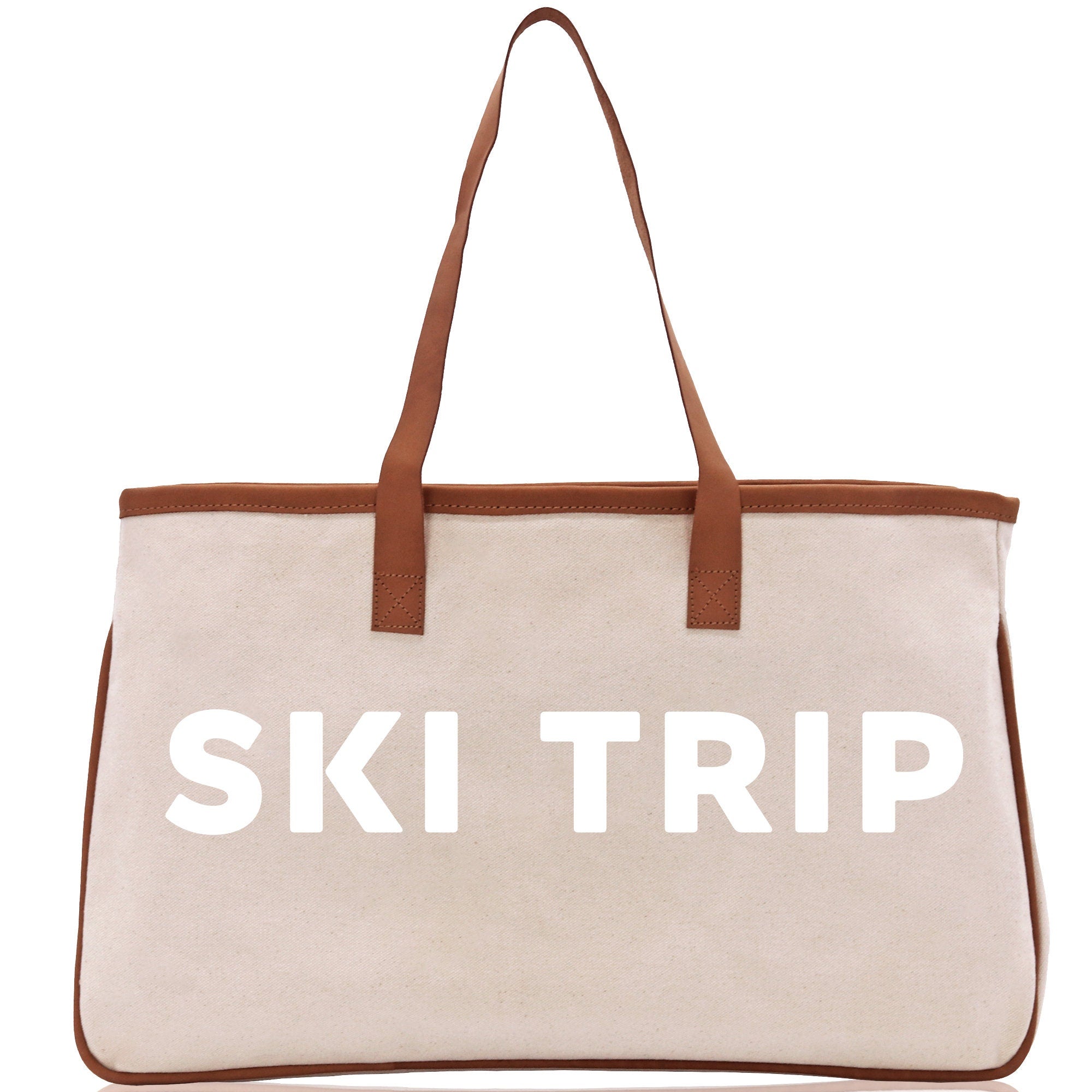 Ski Trip Cotton Canvas Chic Beach Tote Bag Multipurpose Tote Weekender Tote Gift for Her Outdoor Tote Vacation Tote Large Beach Bag