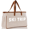 Ski Trip Cotton Canvas Chic Beach Tote Bag Multipurpose Tote Weekender Tote Gift for Her Outdoor Tote Vacation Tote Large Beach Bag