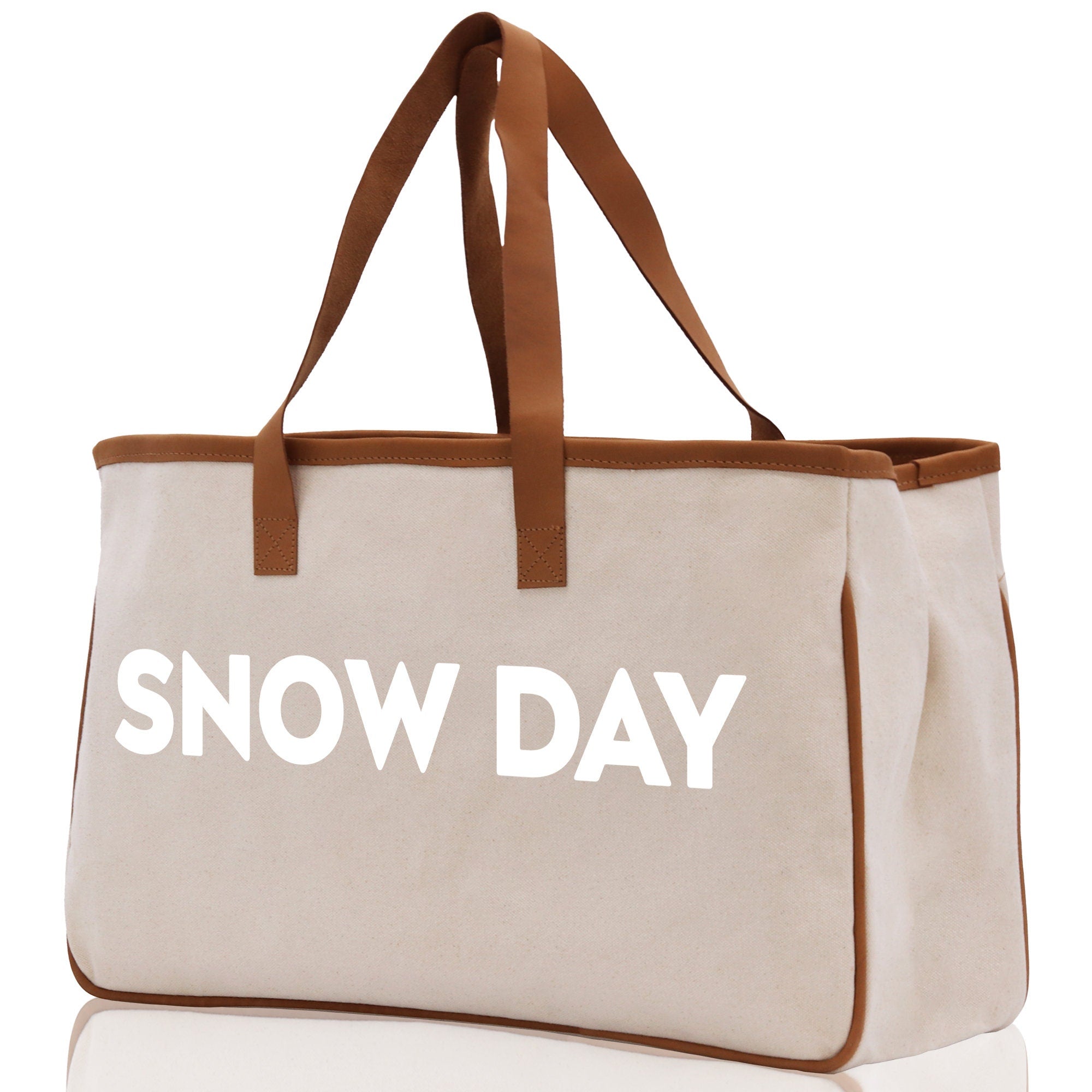 Snow Day Cotton Canvas Chic Beach Tote Bag Multipurpose Tote Weekender Tote Gift for Her Outdoor Tote Vacation Tote Large Beach Bag