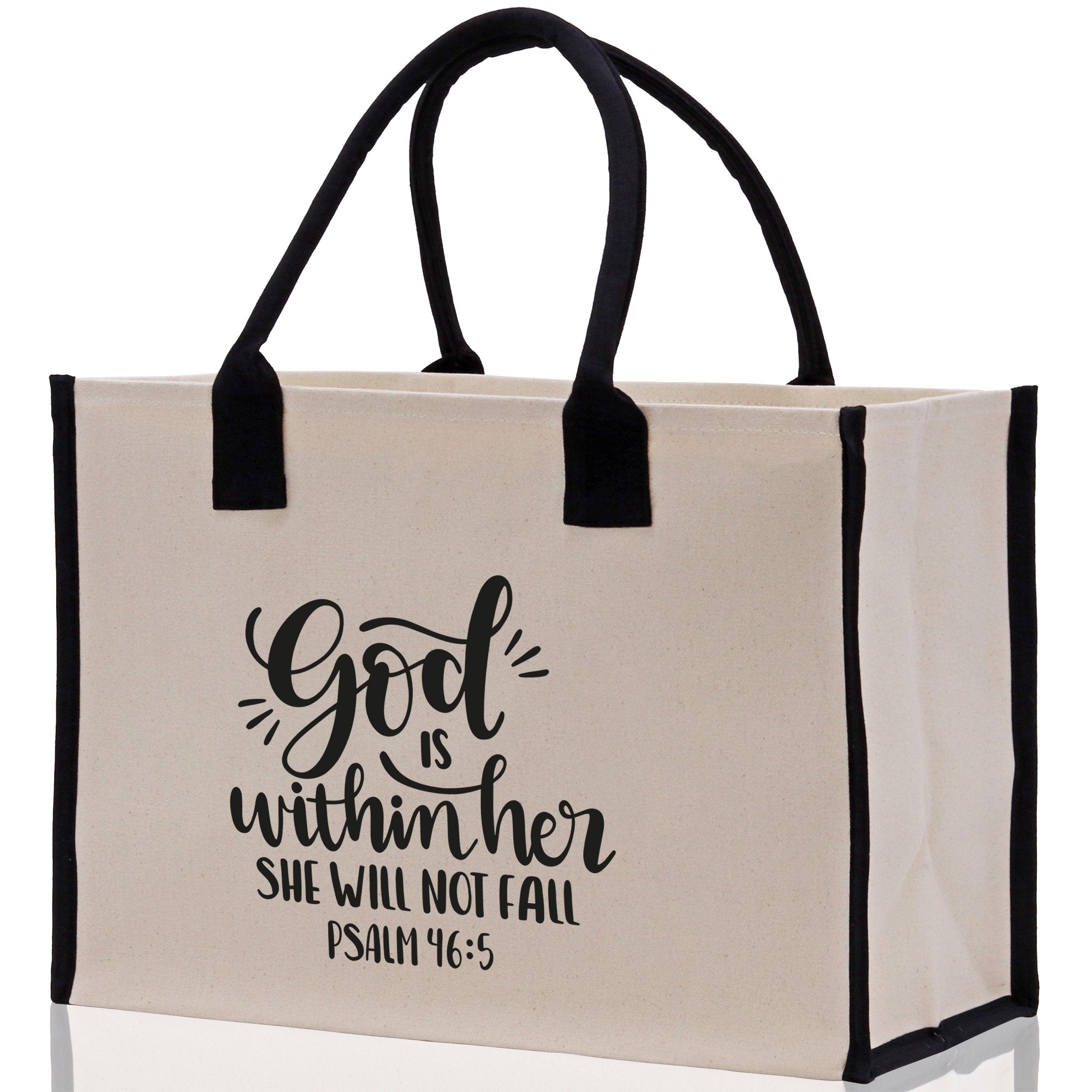 God is within her She will not fall PSALM 46:5 Religious Tote Bag for Women Bible Verse Canvas Tote Bag Religious Gifts Church Tote Bag
