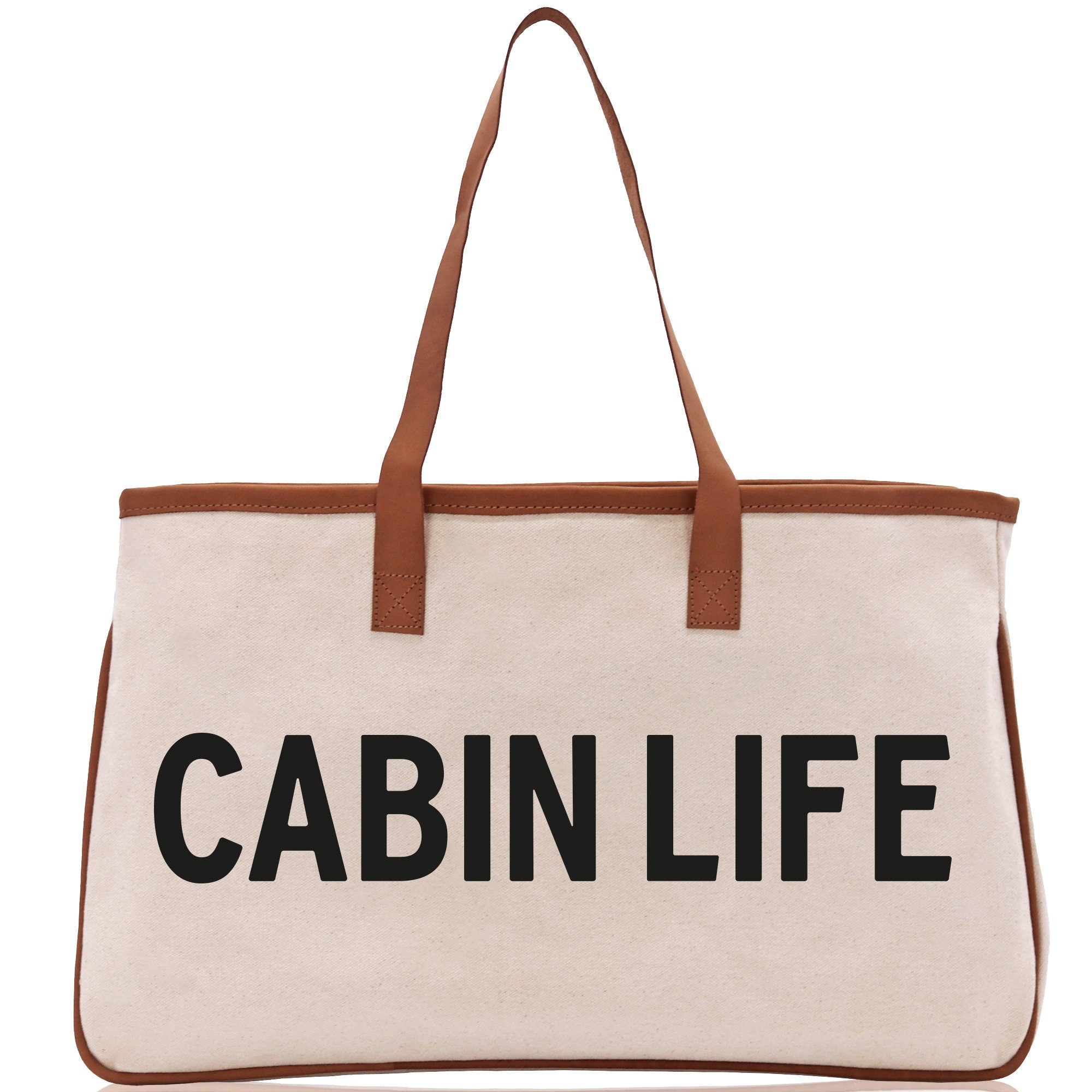 Cabin Life Cotton Canvas Chic Tote Bag Camping Tote Camping Lover Gift Tote Bag Outdoor Tote Weekender Tote Camper Tote Multipurpose Tote