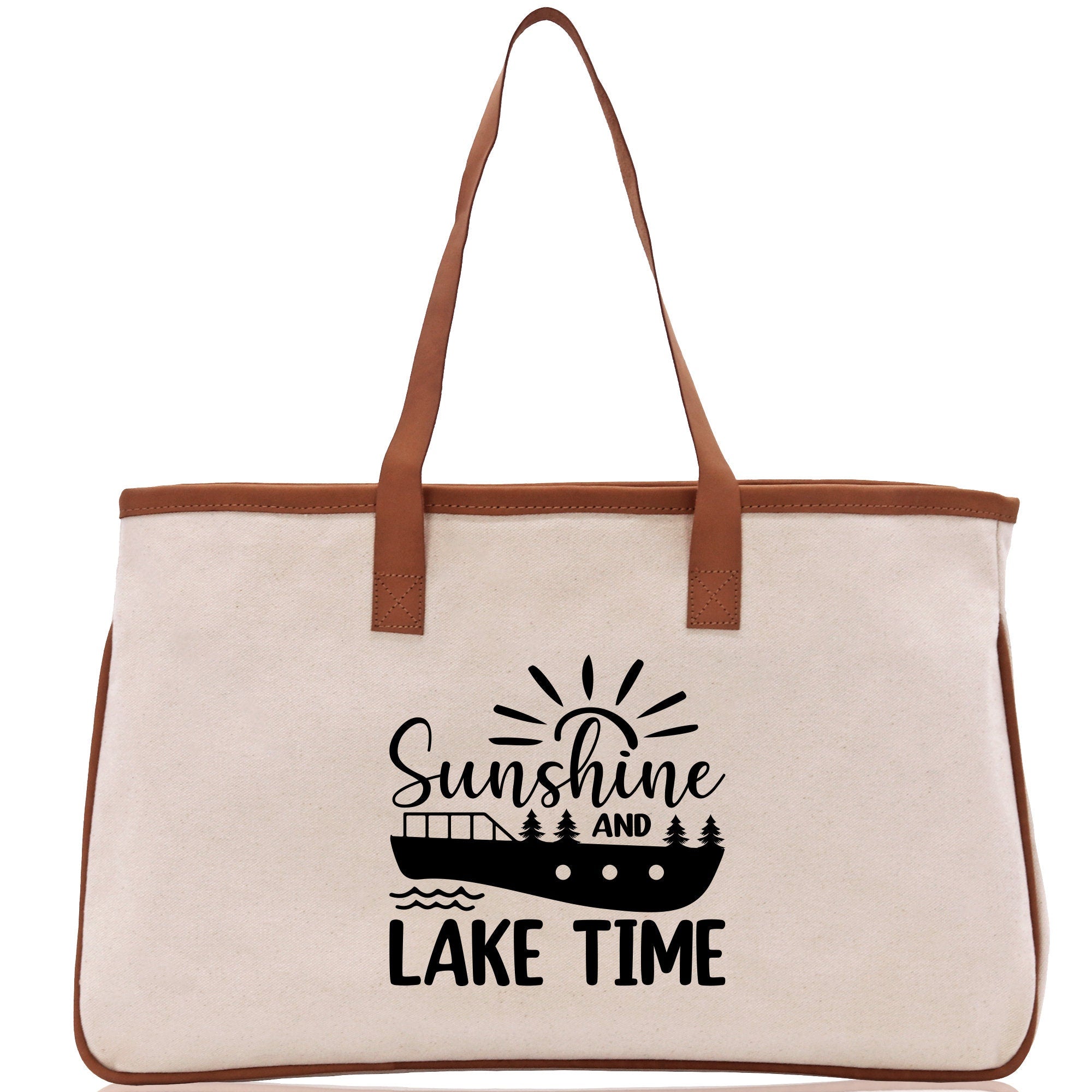 Lake Time Cotton Canvas Chic Tote Bag Camping Tote Lake Lover Gift Tote Bag Outdoor Tote Weekender Tote Laker Tote Multipurpose Tote
