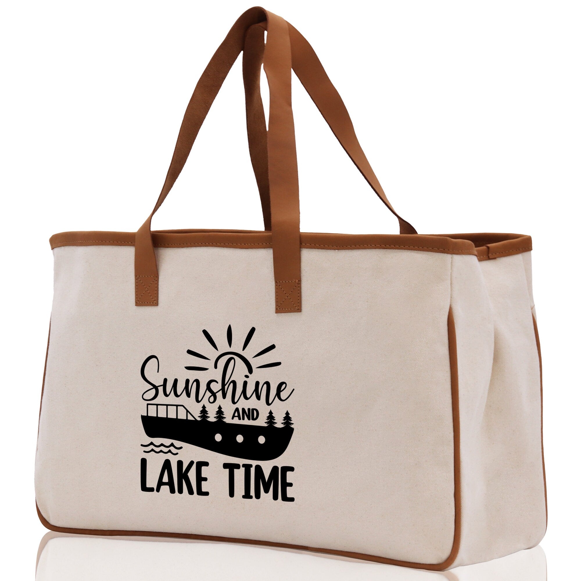 Lake Time Cotton Canvas Chic Tote Bag Camping Tote Lake Lover Gift Tote Bag Outdoor Tote Weekender Tote Laker Tote Multipurpose Tote