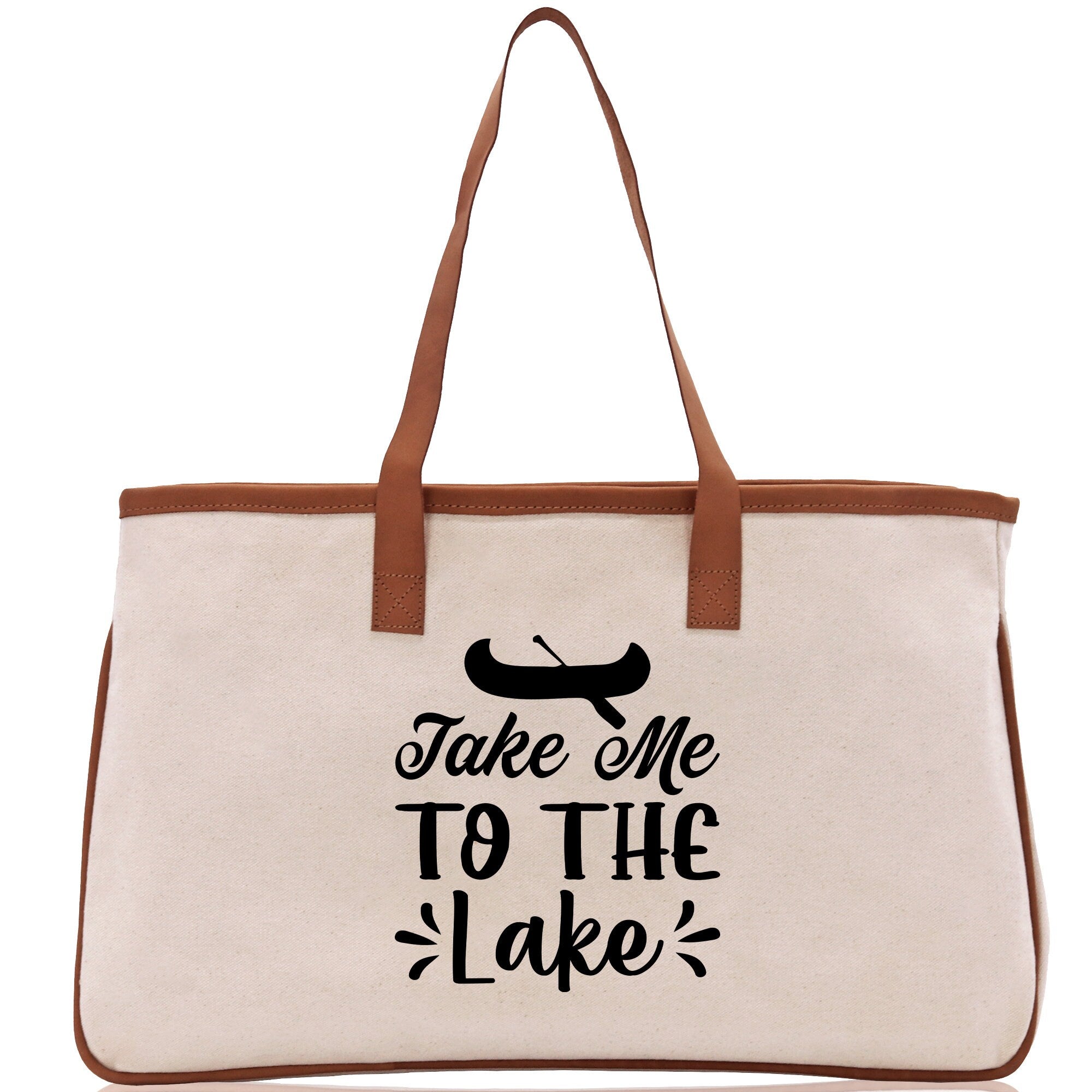 Take Me to the Lake Cotton Canvas Chic Tote Bag Camping Tote  Lake Lover Gift Tote Bag Outdoor Tote Weekender Tote Laker Tote