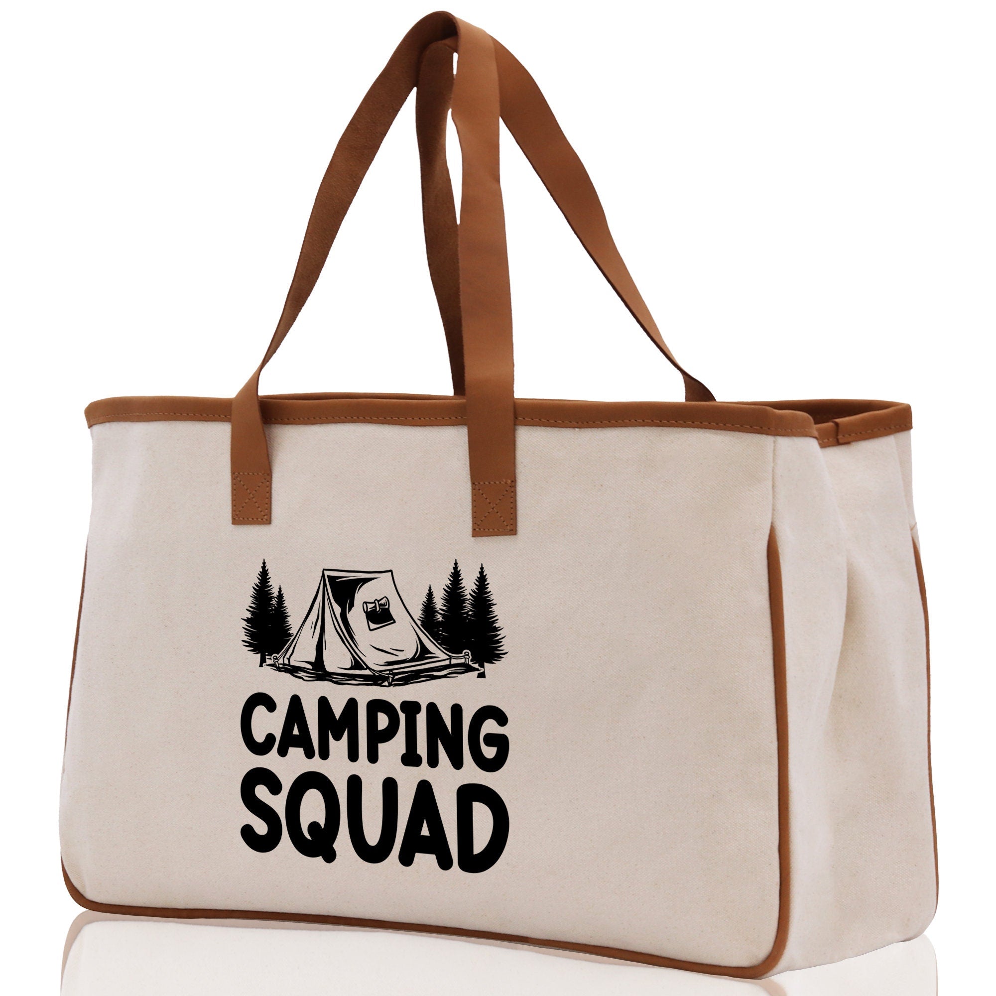 Camping Squad Cotton Canvas Chic Tote Bag Camping Tote Camping Lover Gift Tote Bag Outdoor Tote Weekender Tote Camper Tote Multipurpose Tote