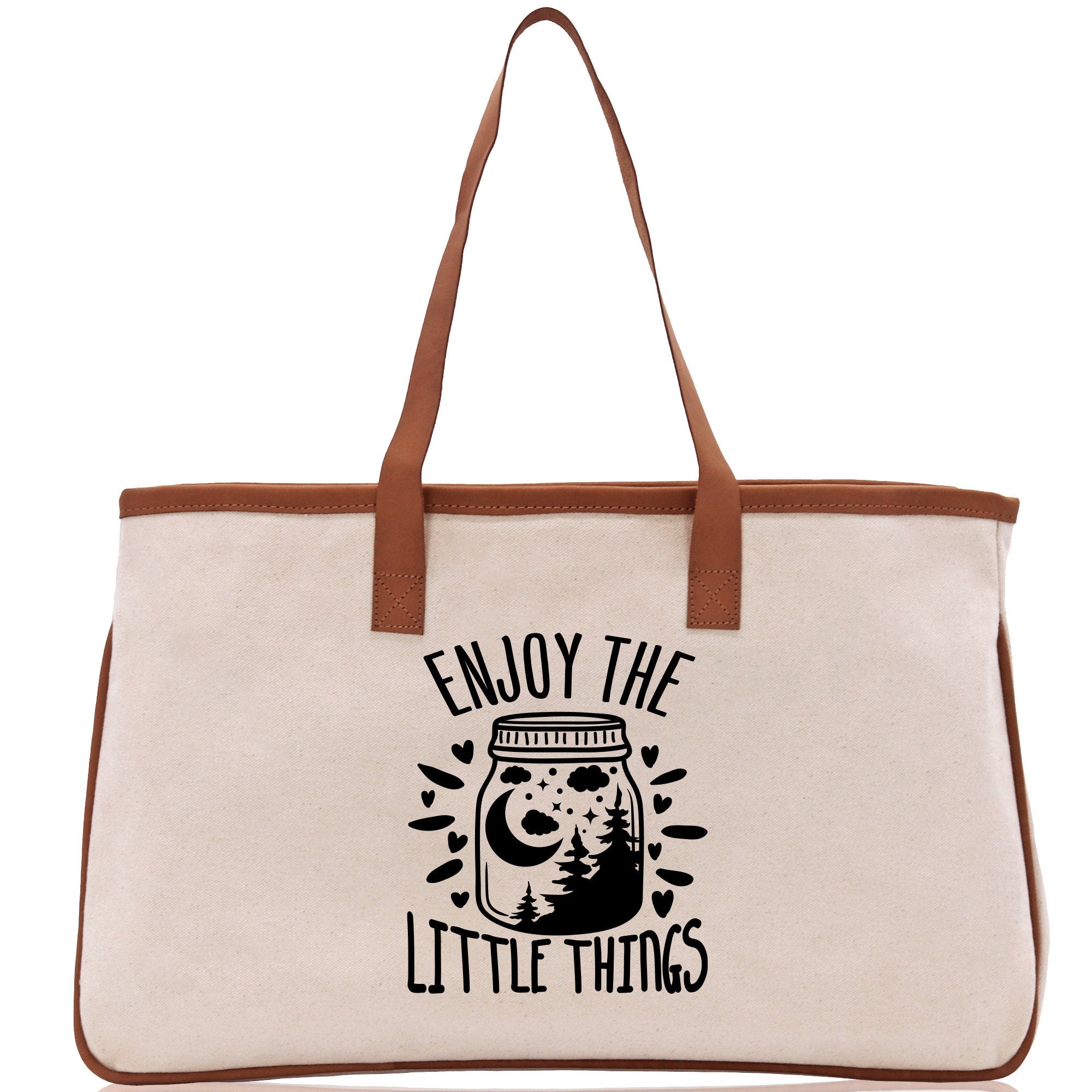 Enjoy the Little Things Cotton Canvas Chic Tote Bag Camping Tote Camping Lover Gift Tote Bag Outdoor Tote Multipurpose Weekender Tote