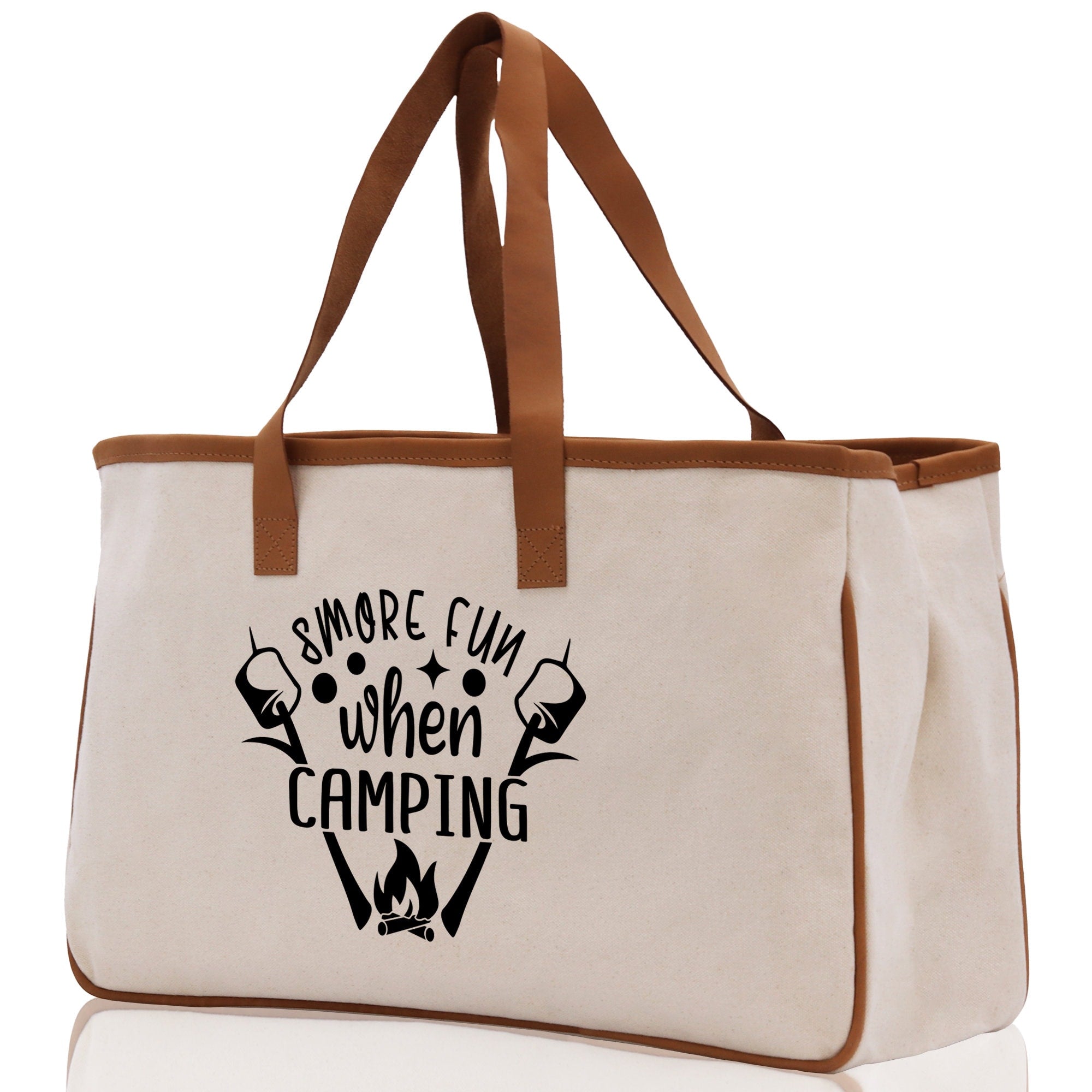 Smore Fun When Camping Cotton Canvas Chic Tote Bag Camping Tote Camping Lover Gift Tote Bag Outdoor Tote Weekender Tote Camper Tote