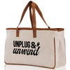 Unplug & Unwind Cotton Canvas Chic Tote Bag Camping Tote Camping Lover Gift Tote Bag Outdoor Tote Weekender Tote Multipurpose Camper Tote