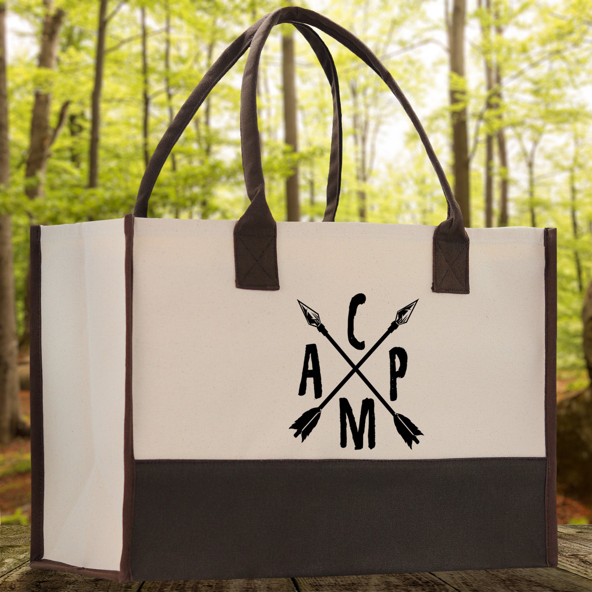 Camp Cotton Canvas Chic Tote Bag Camping Tote Camping Lover Gift Tote Bag Outdoor Tote Weekender Tote Camper Tote Multipurpose Tote