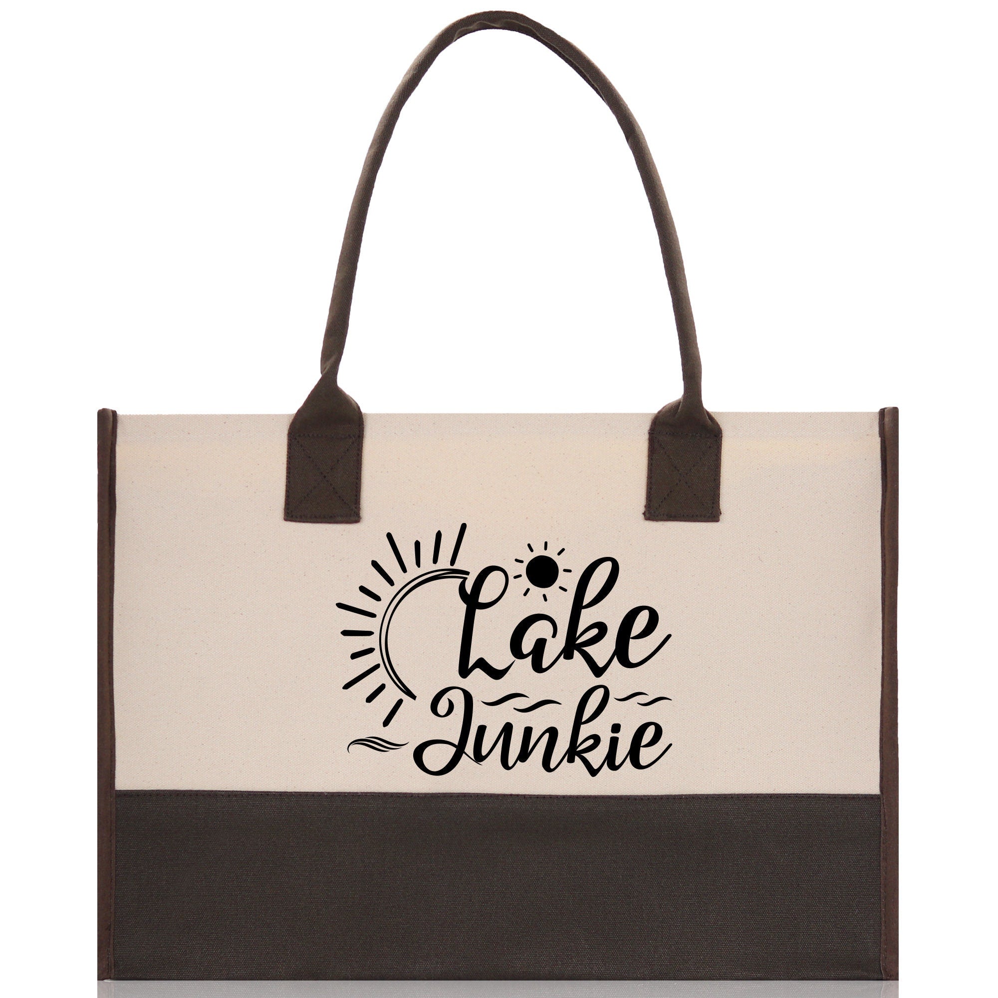 Lake Junkie Cotton Canvas Chic Tote Bag Camping Tote Lake Lover Gift Tote Bag Outdoor Tote Weekender Tote Laker Tote Multipurpose Tote