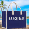 Beach Babe Cotton Canvas Chic Beach Tote Bag Multipurpose Tote Weekender Tote Gift for Her Outdoor Tote Vacation Tote Large Beach Bag