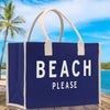 Beach Please Cotton Canvas Chic Beach Tote Bag Multipurpose Tote Weekender Tote Gift for Her Outdoor Tote Vacation Tote Large Beach Bag