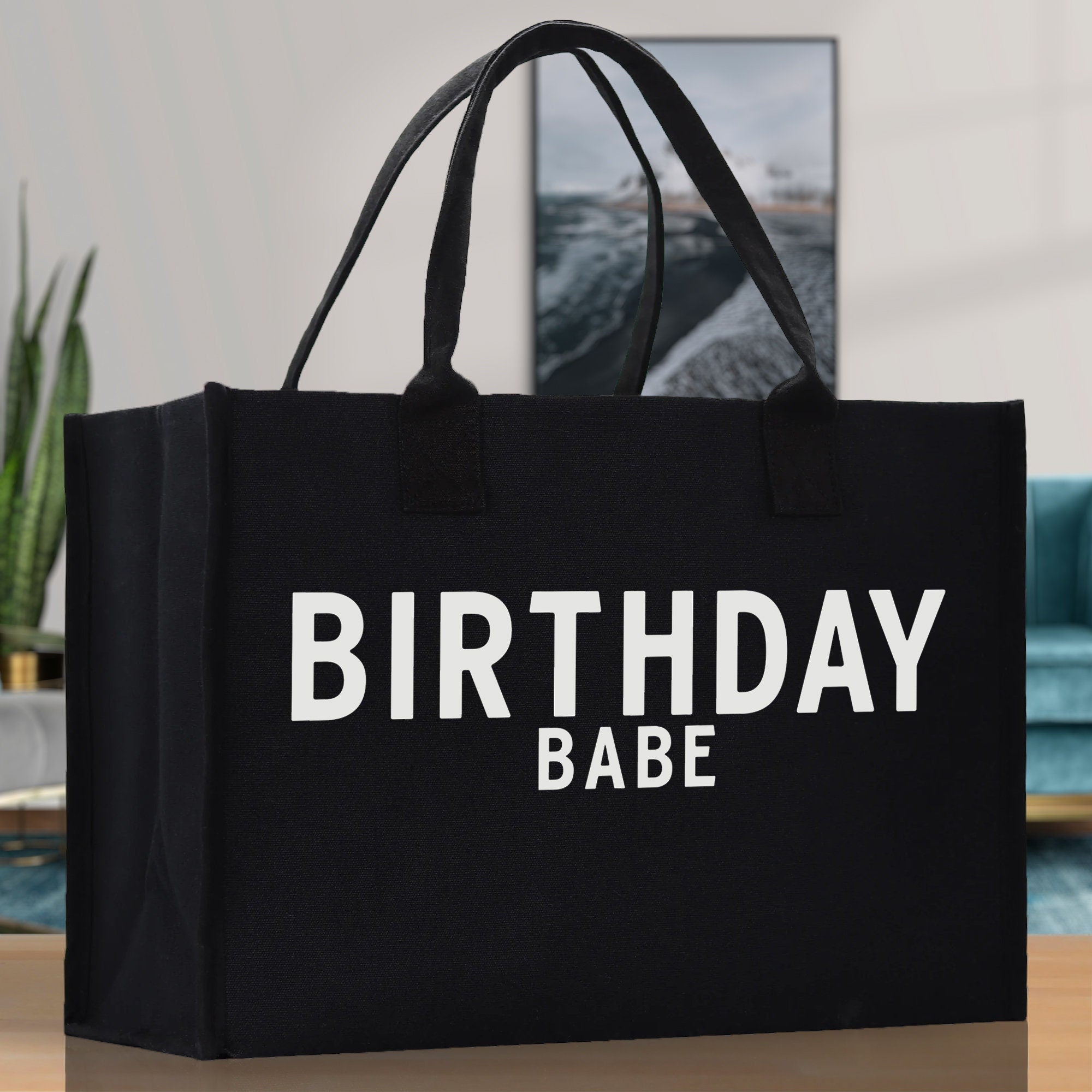 Birthday Babe Cotton Canvas Chic Beach Tote Bag Multipurpose Tote Weekender Tote Gift for Her Outdoor Tote Vacation Tote Large Beach Bag