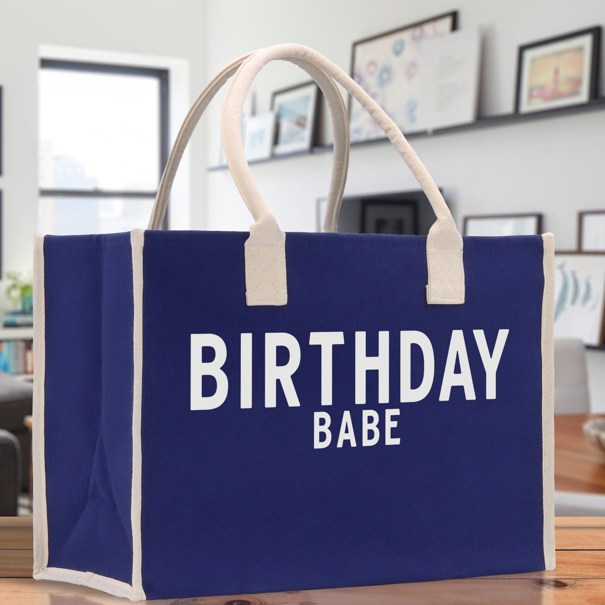Birthday Babe Cotton Canvas Chic Beach Tote Bag Multipurpose Tote Weekender Tote Gift for Her Outdoor Tote Vacation Tote Large Beach Bag