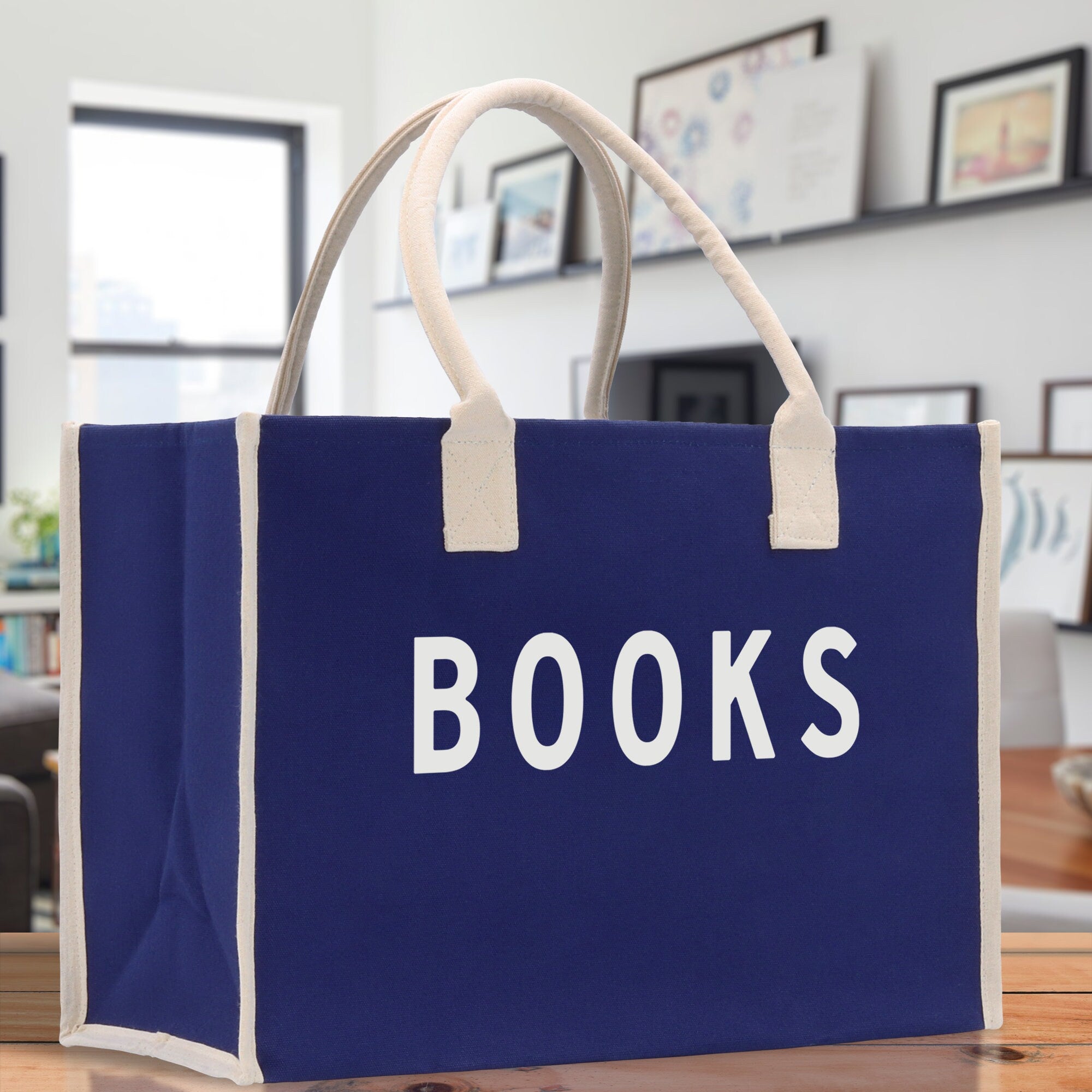 Books Cotton Canvas Chic Beach Tote Bag Multipurpose Tote Weekender Tote Gift for Her Outdoor Tote Vacation Tote Large Beach Bag