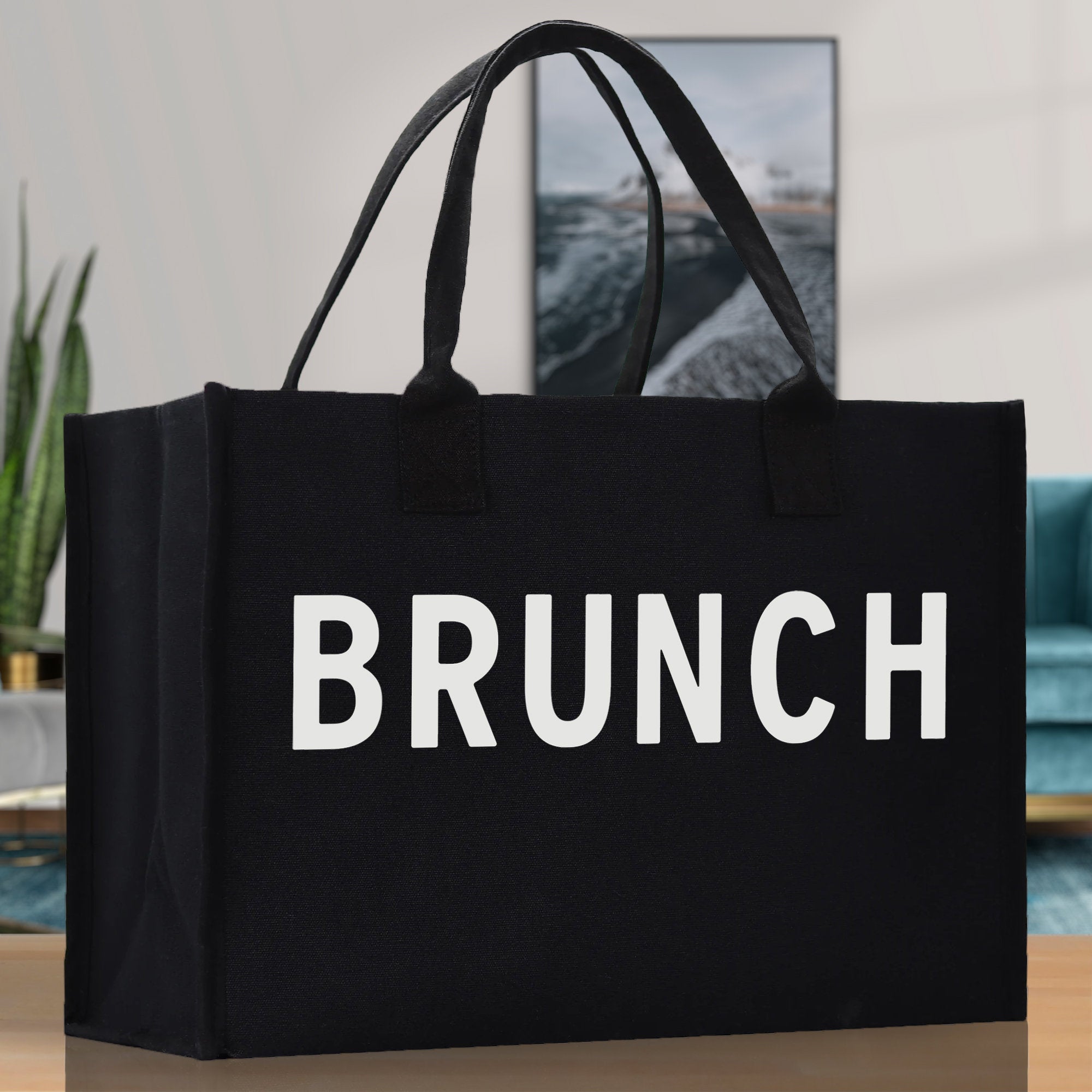 Brunch Cotton Canvas Chic Beach Tote Bag Multipurpose Tote Weekender Tote Gift for Her Outdoor Tote Vacation Tote Large Beach Bag