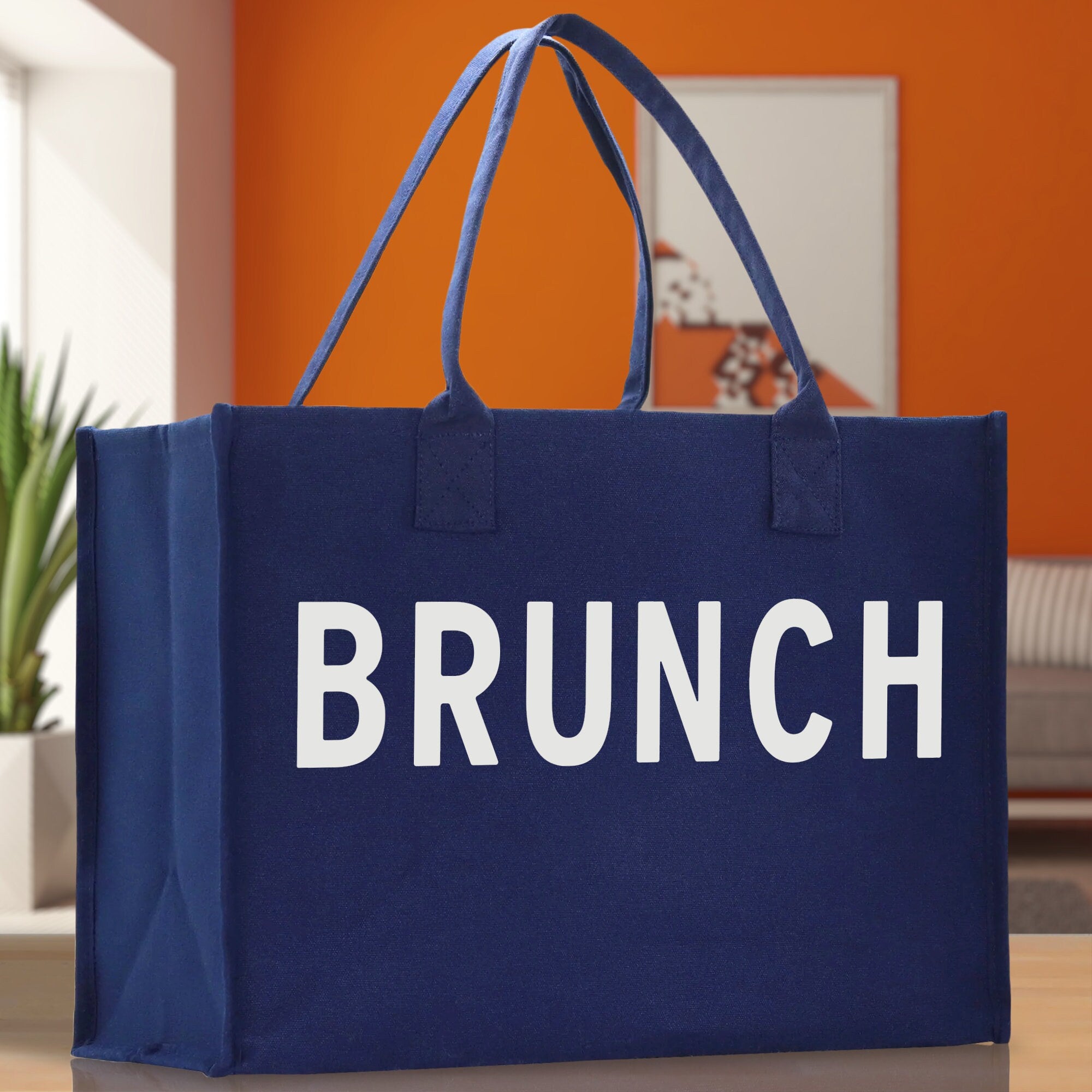 Brunch Cotton Canvas Chic Beach Tote Bag Multipurpose Tote Weekender Tote Gift for Her Outdoor Tote Vacation Tote Large Beach Bag
