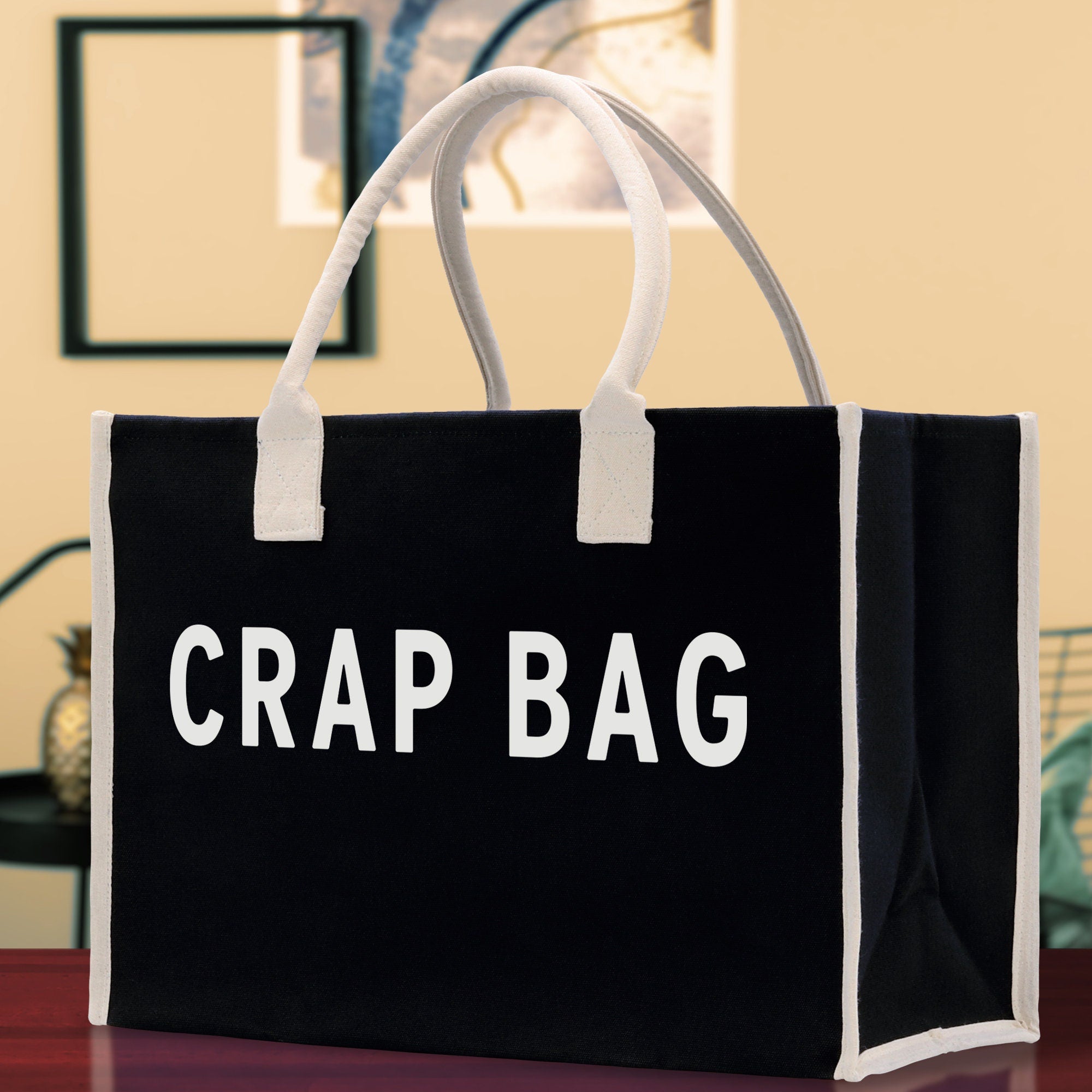 Crap Bag Cotton Canvas Chic Beach Tote Bag Multipurpose Tote Weekender Tote Gift for Her Outdoor Tote Vacation Tote Large Beach Bag