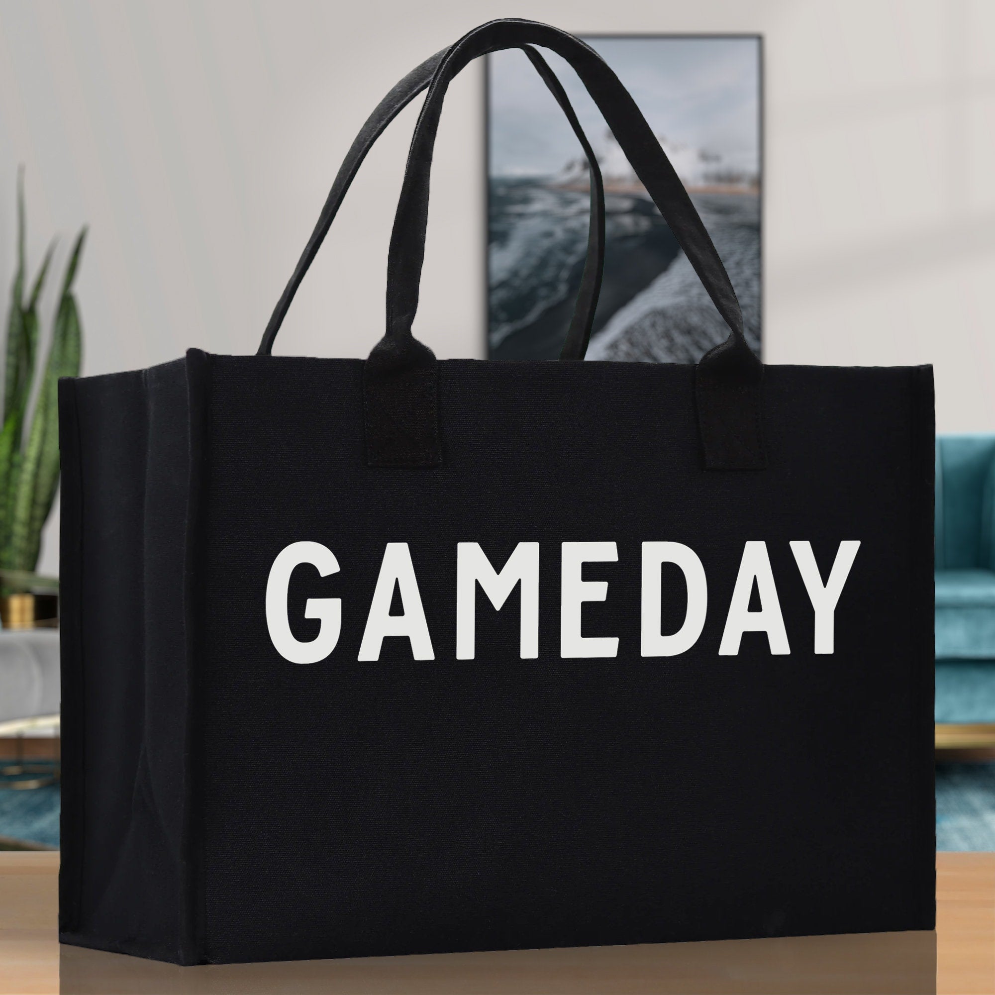Gameday Cotton Canvas Chic Beach Tote Bag Multipurpose Tote Weekender Tote Gift for Her Outdoor Tote Vacation Tote Large Beach Bag