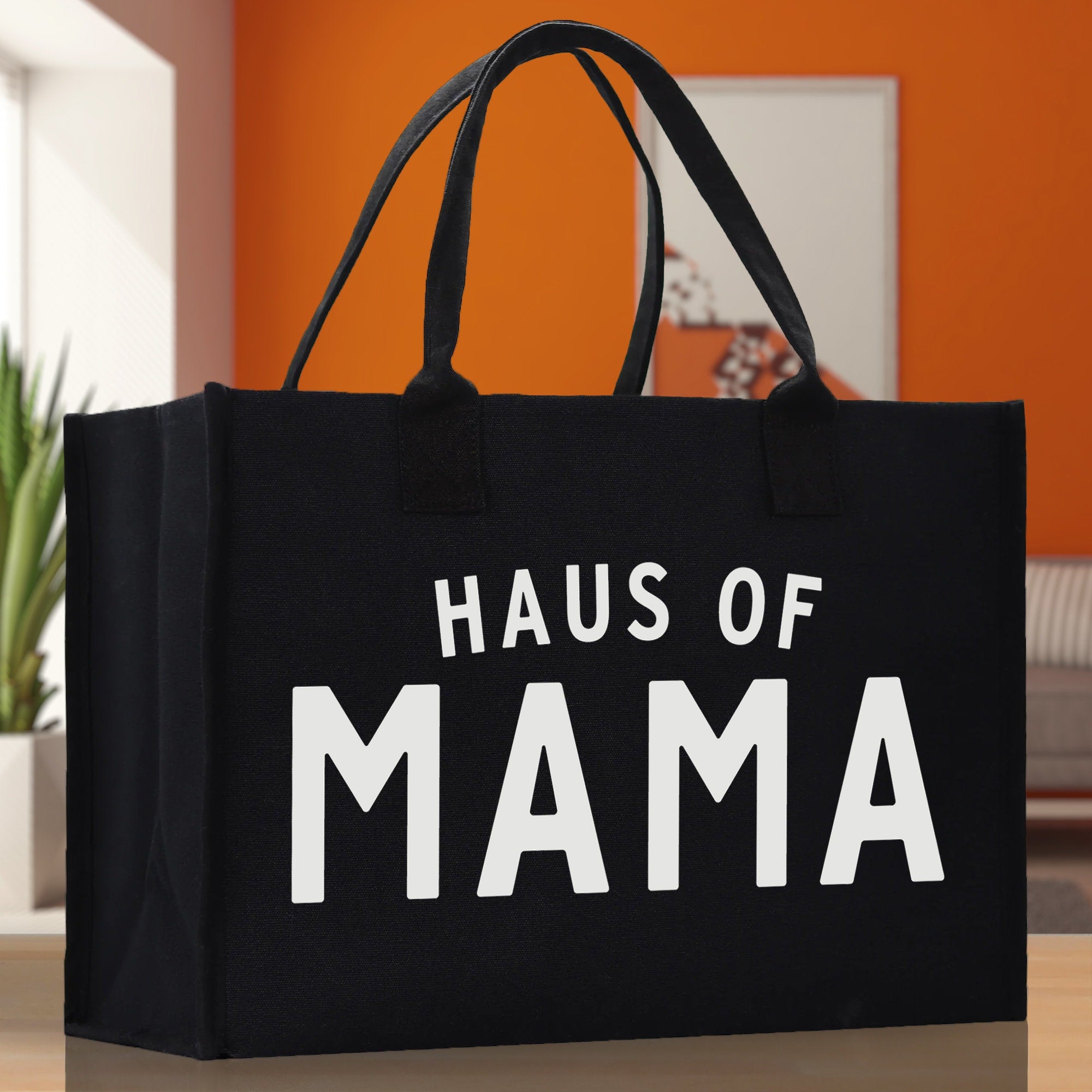 Haus of Mama Cotton Canvas Chic Beach Tote Bag Multipurpose Tote Weekender Tote Gift for Her Outdoor Tote Vacation Tote Large Beach Bag