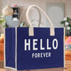 Hello Forever Cotton Canvas Chic Beach Tote Bag Multipurpose Tote Weekender Tote Gift for Her Outdoor Tote Vacation Tote Large Beach Bag