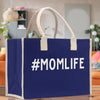 Mom Life Cotton Canvas Chic Beach Tote Bag Multipurpose Tote Weekender Tote Gift for Her Outdoor Tote Vacation Tote Large Beach Bag