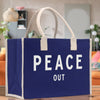 Peace Out Cotton Canvas Chic Beach Tote Bag Multipurpose Tote Weekender Tote Gift for Her Outdoor Tote Vacation Tote Large Beach Bag