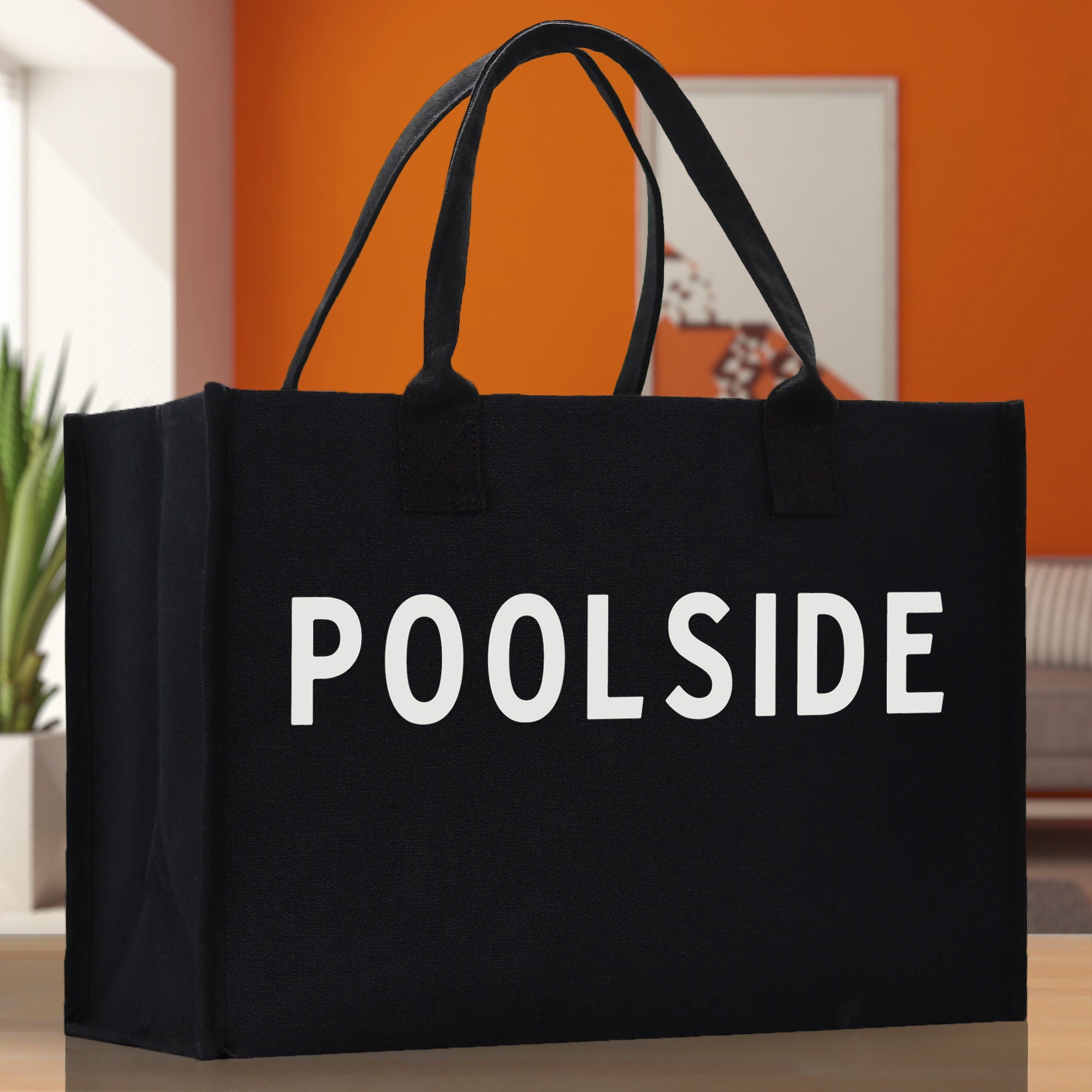 Poolside Cotton Canvas Chic Beach Tote Bag Multipurpose Tote Weekender Tote Gift for Her Outdoor Tote Vacation Tote Large Beach Bag