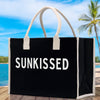 Sunkissed Cotton Canvas Chic Beach Tote Bag Multipurpose Tote Weekender Tote Gift for Her Outdoor Tote Vacation Tote Large Beach Bag