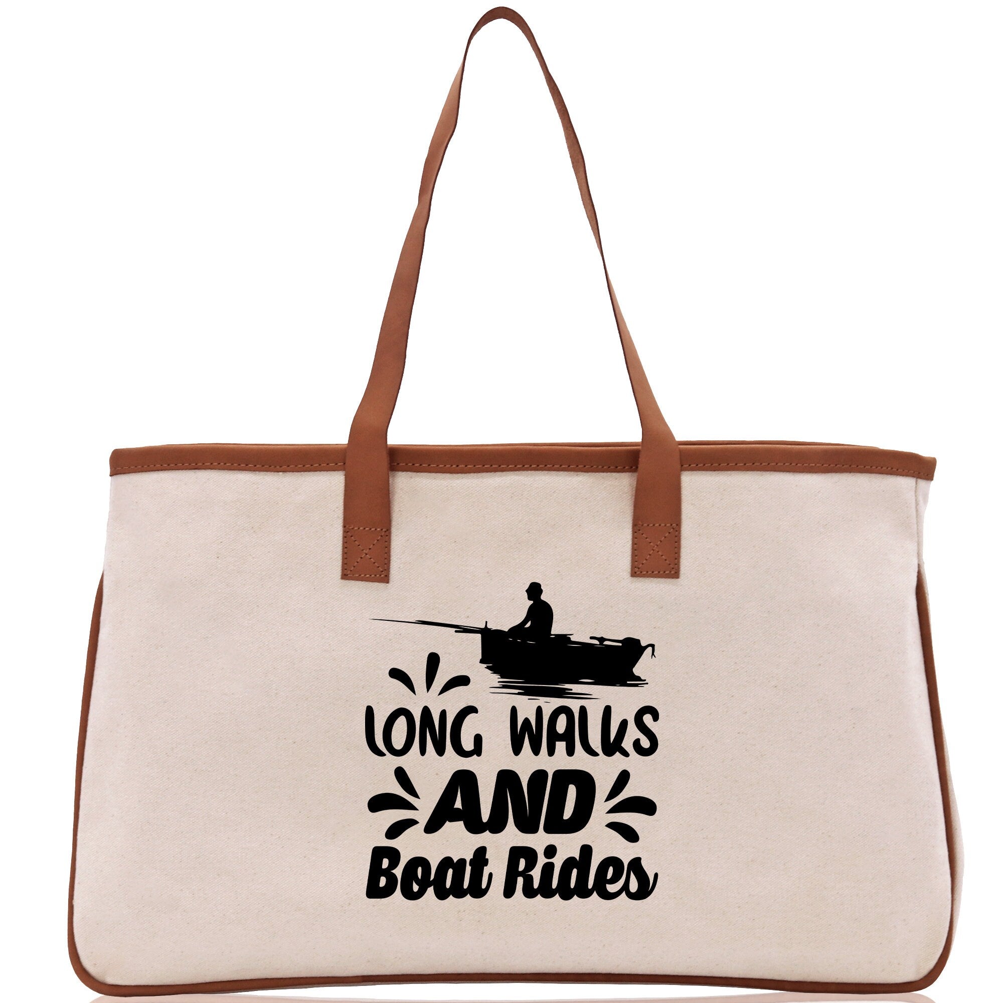 Long Walks and Boat Rides Cotton Canvas Chic Tote Bag  Boat Lover Gift Tote Bag Outdoor Tote Weekender Tote Boater Tote Multipurpose Tote