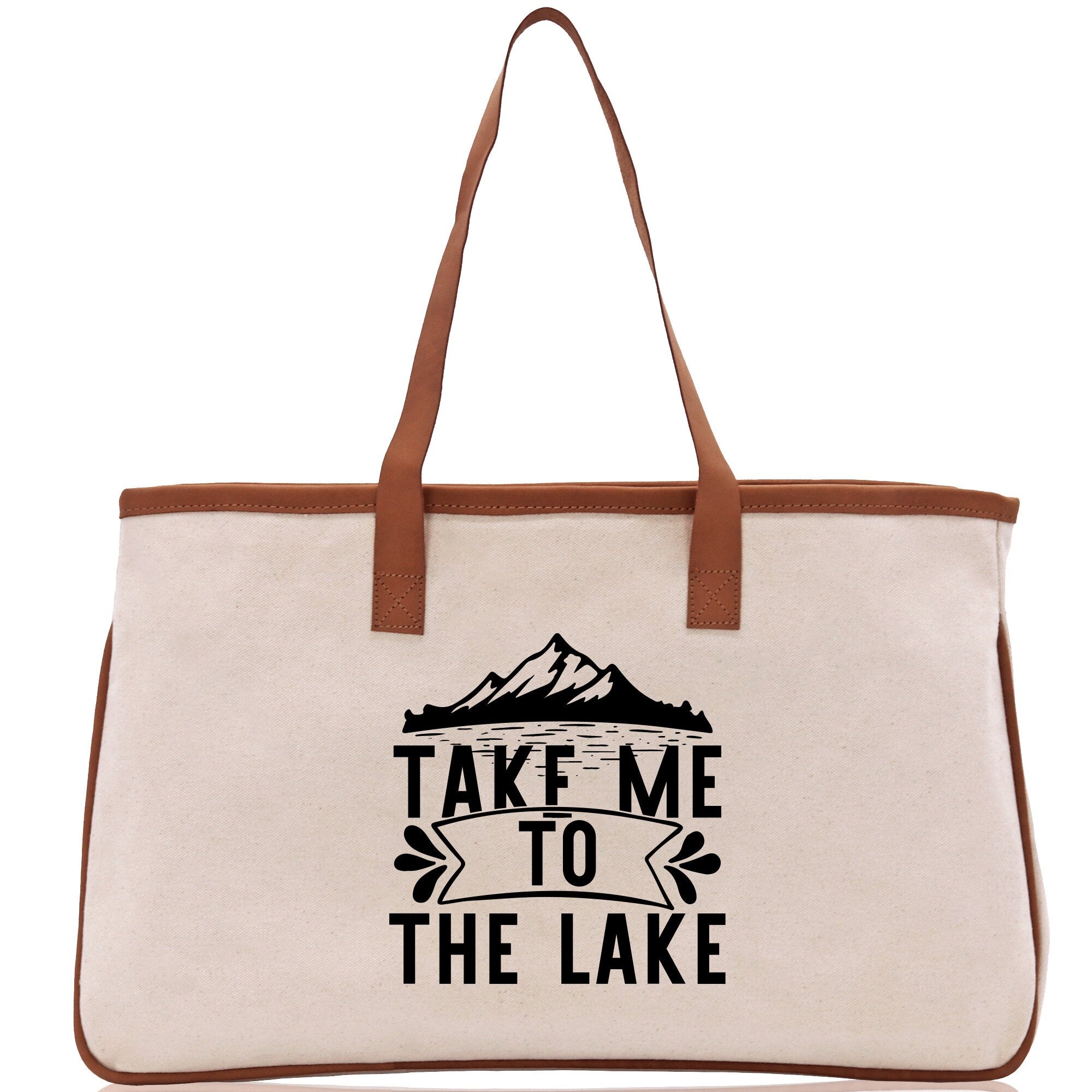 Take Me to the Lake Cotton Canvas Chic Tote Bag Camping Tote  Lake Lover Gift Tote Bag Outdoor Tote Weekender Tote Laker Tote