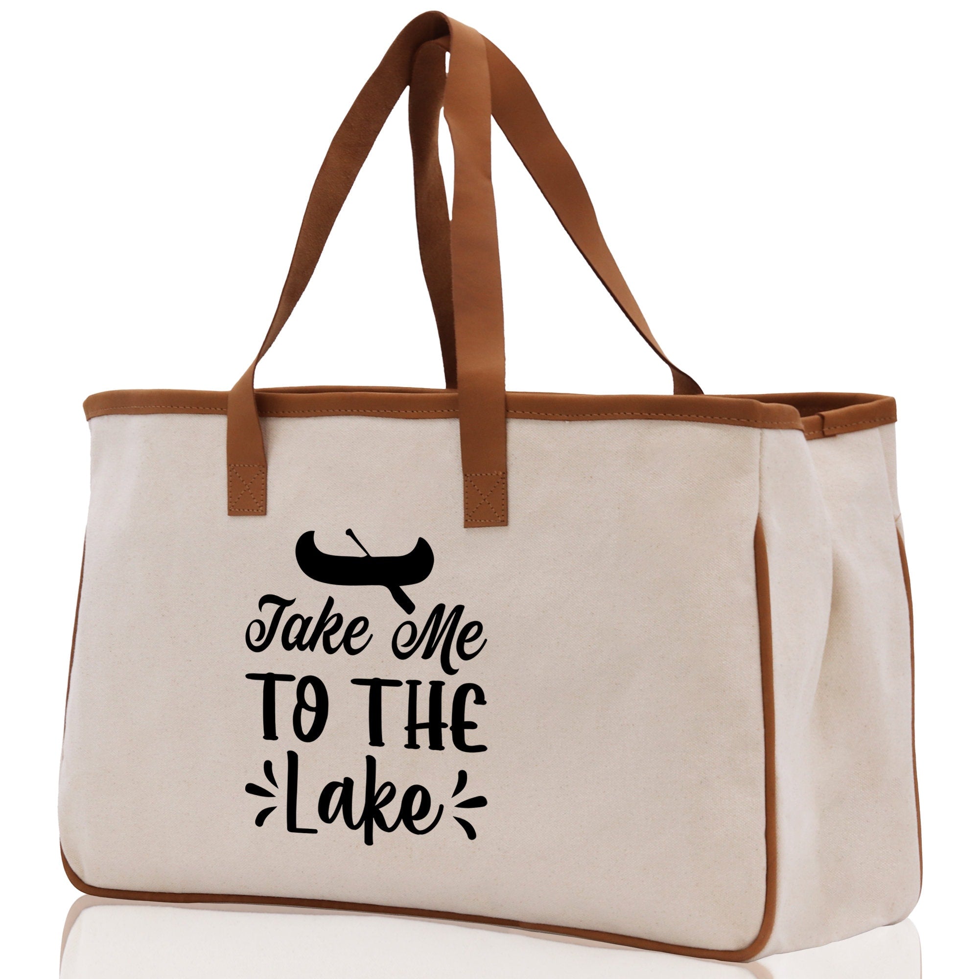 Take Me to the Lake Cotton Canvas Chic Tote Bag Camping Tote  Lake Lover Gift Tote Bag Outdoor Tote Weekender Tote Laker Tote