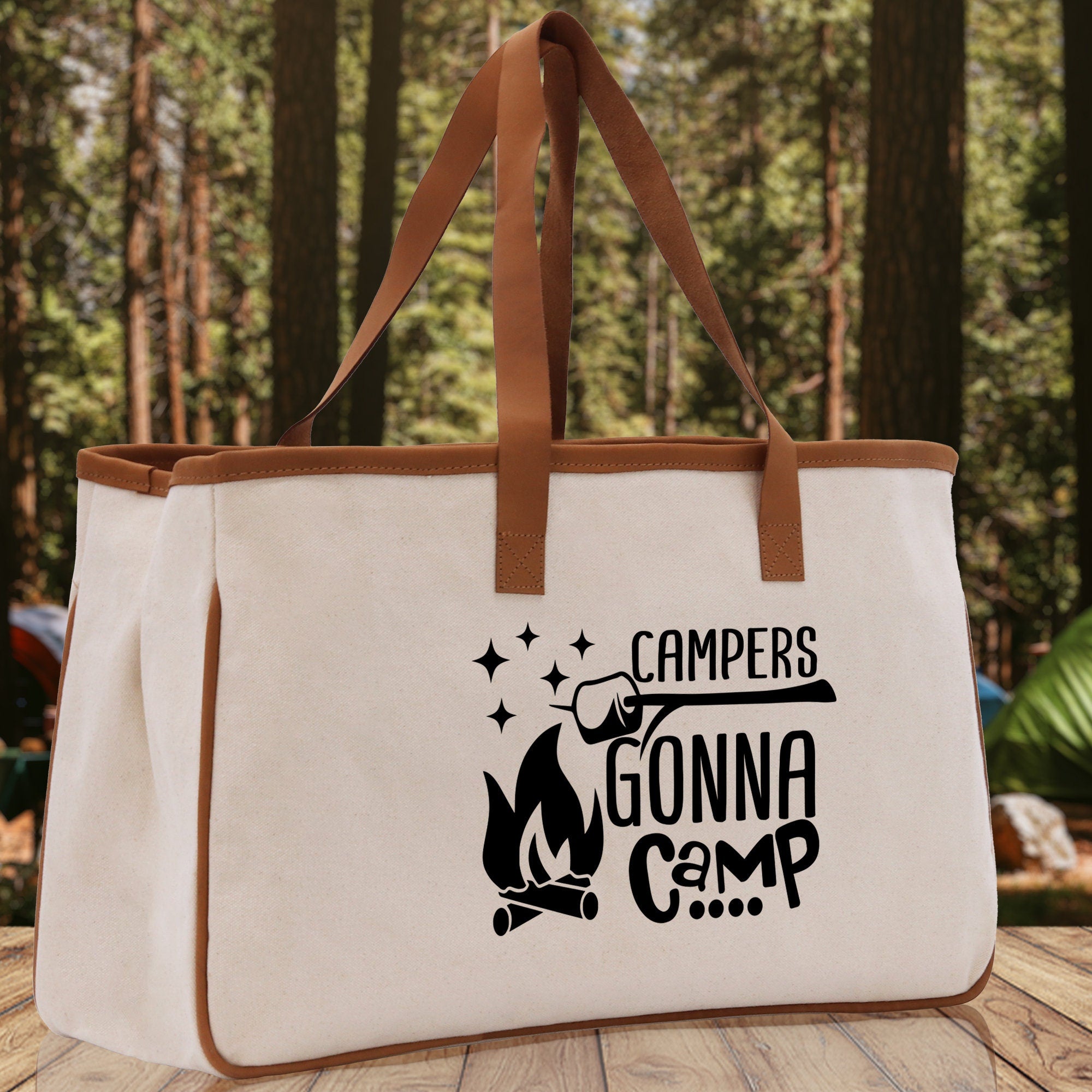 Campers Gonna Camp Cotton Canvas Chic Tote Bag Camping Tote Camping Lover Gift Tote Bag Outdoor Tote Weekender Tote Camper Multipurpose Tote