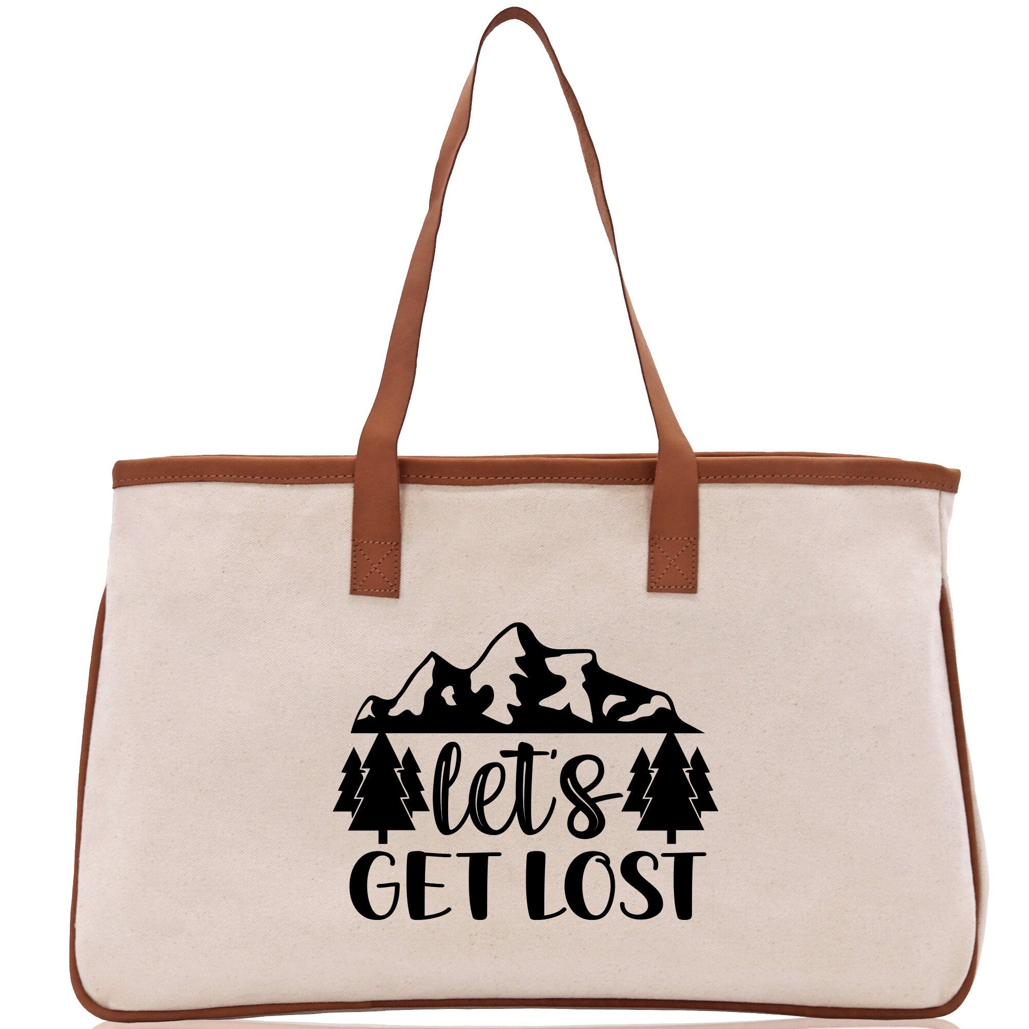 Let's Get Lost Cotton Canvas Chic Tote Bag Camping Tote Camping Lover Gift Tote Bag Outdoor Tote Multipurpose Weekender Tote Camper Tote